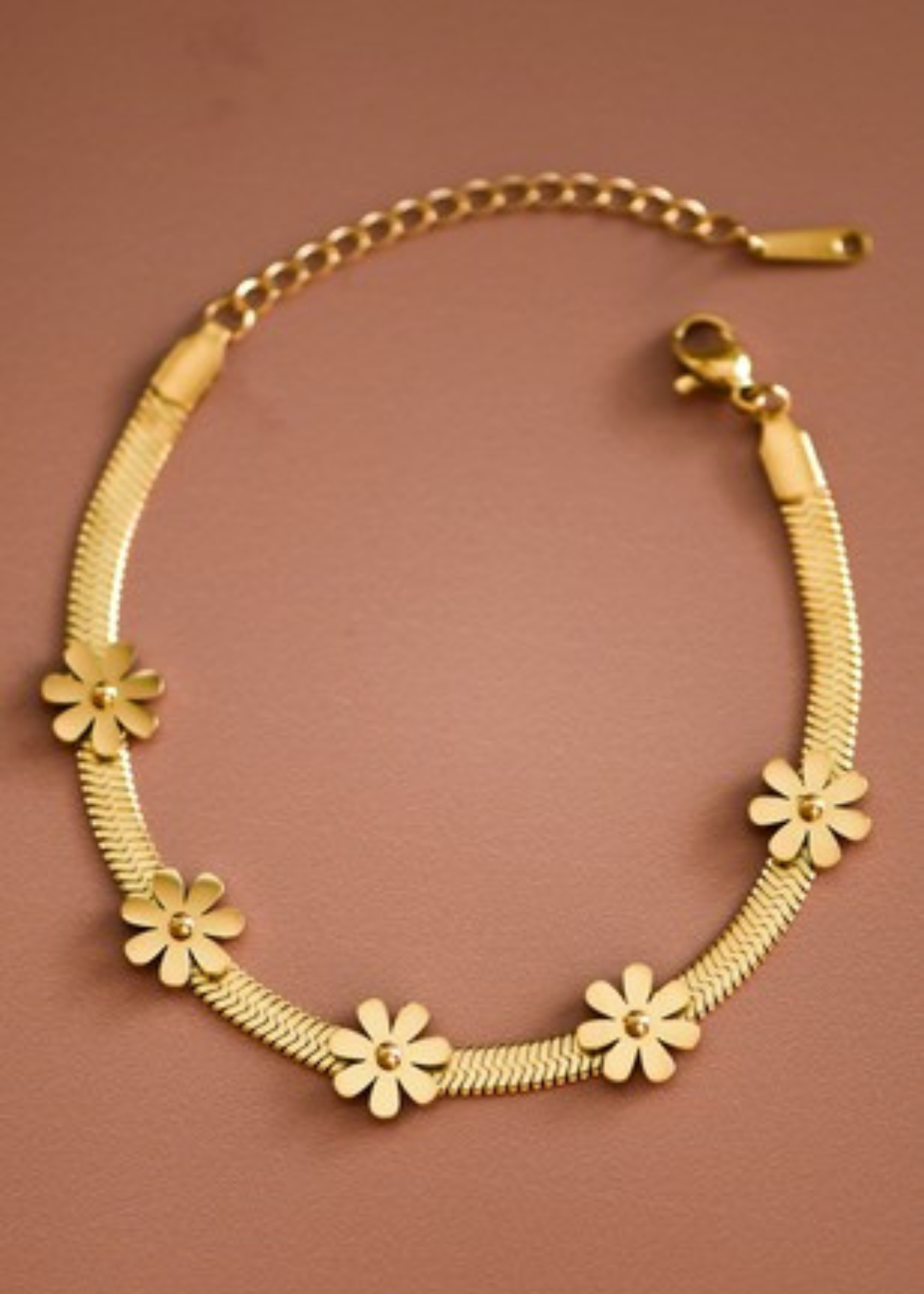 Athena Gold Flower Chain Bracelet