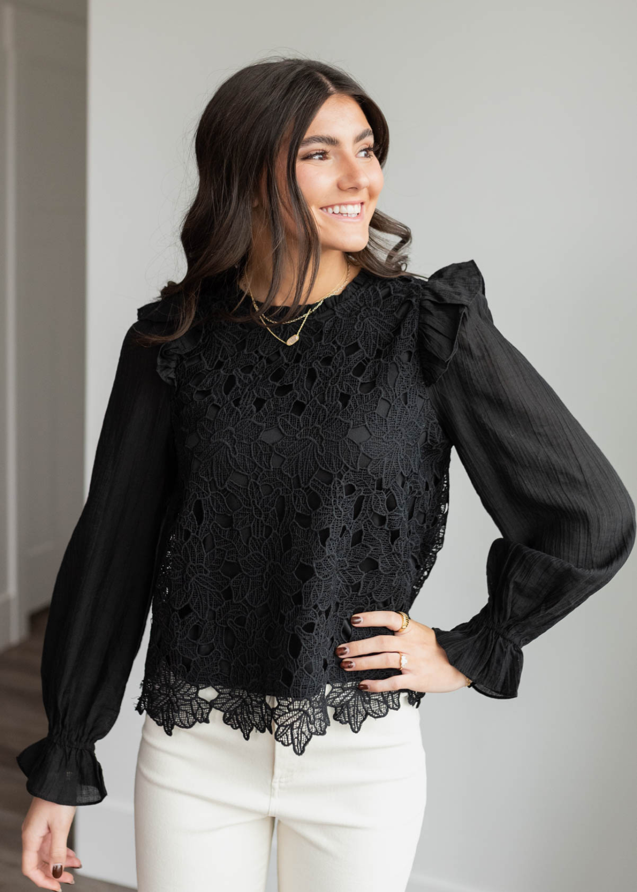 Aubrey Black Lace Top