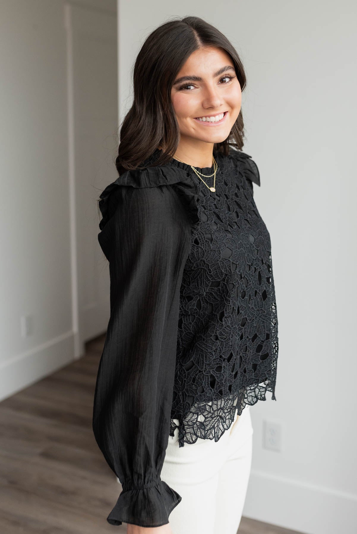 Aubrey Black Lace Top