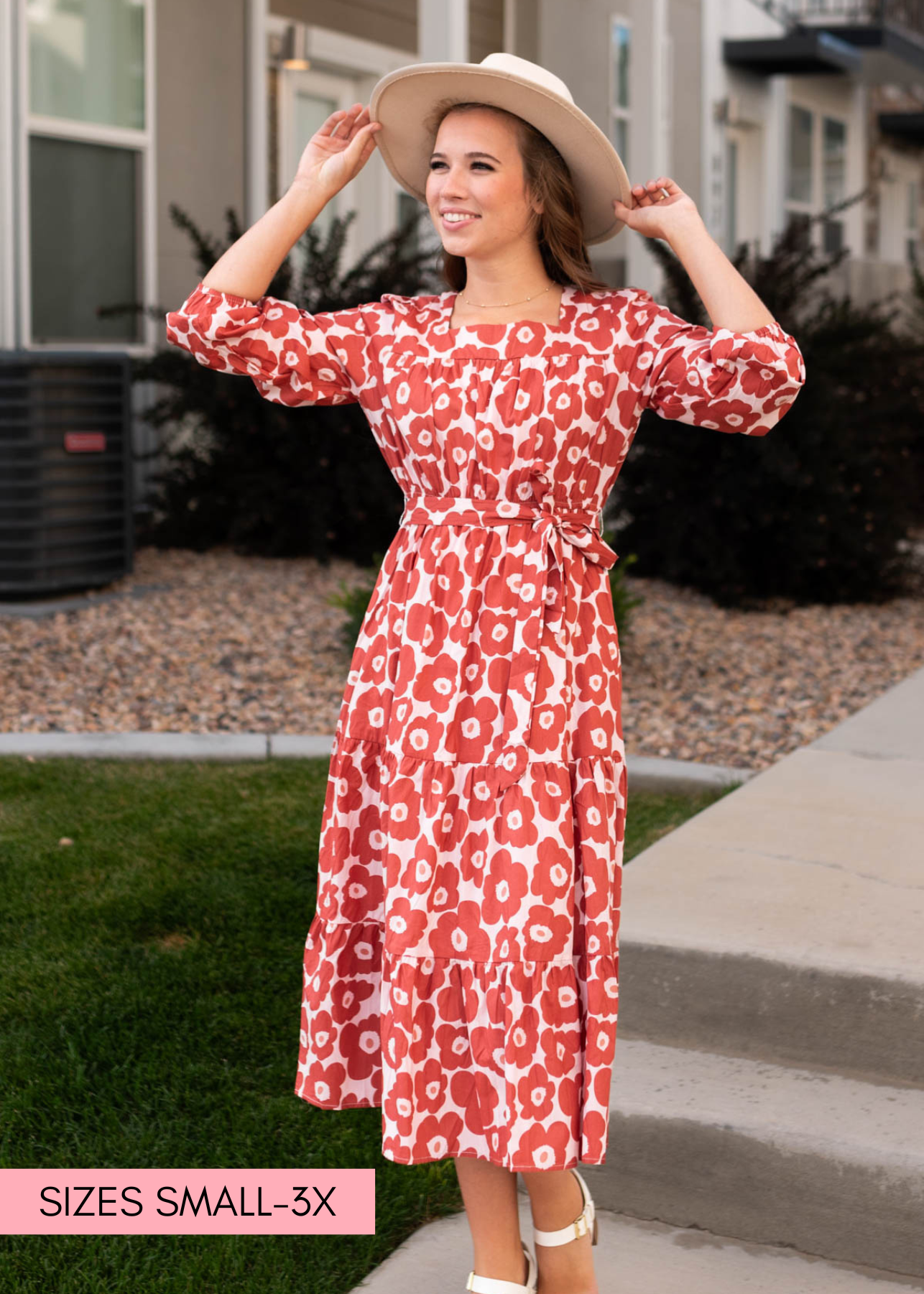 Aubrey Brick Floral Dress