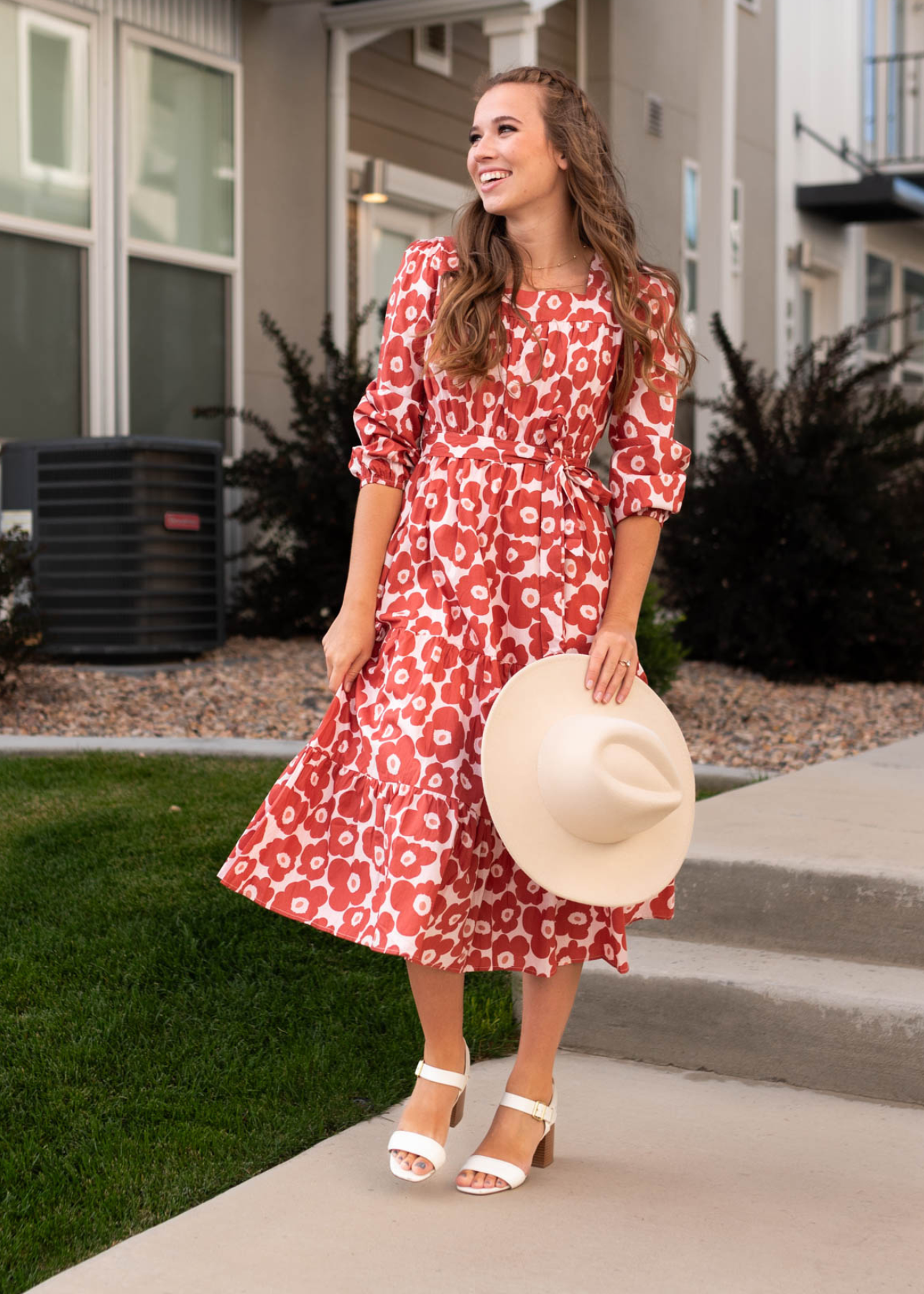 Aubrey Brick Floral Dress