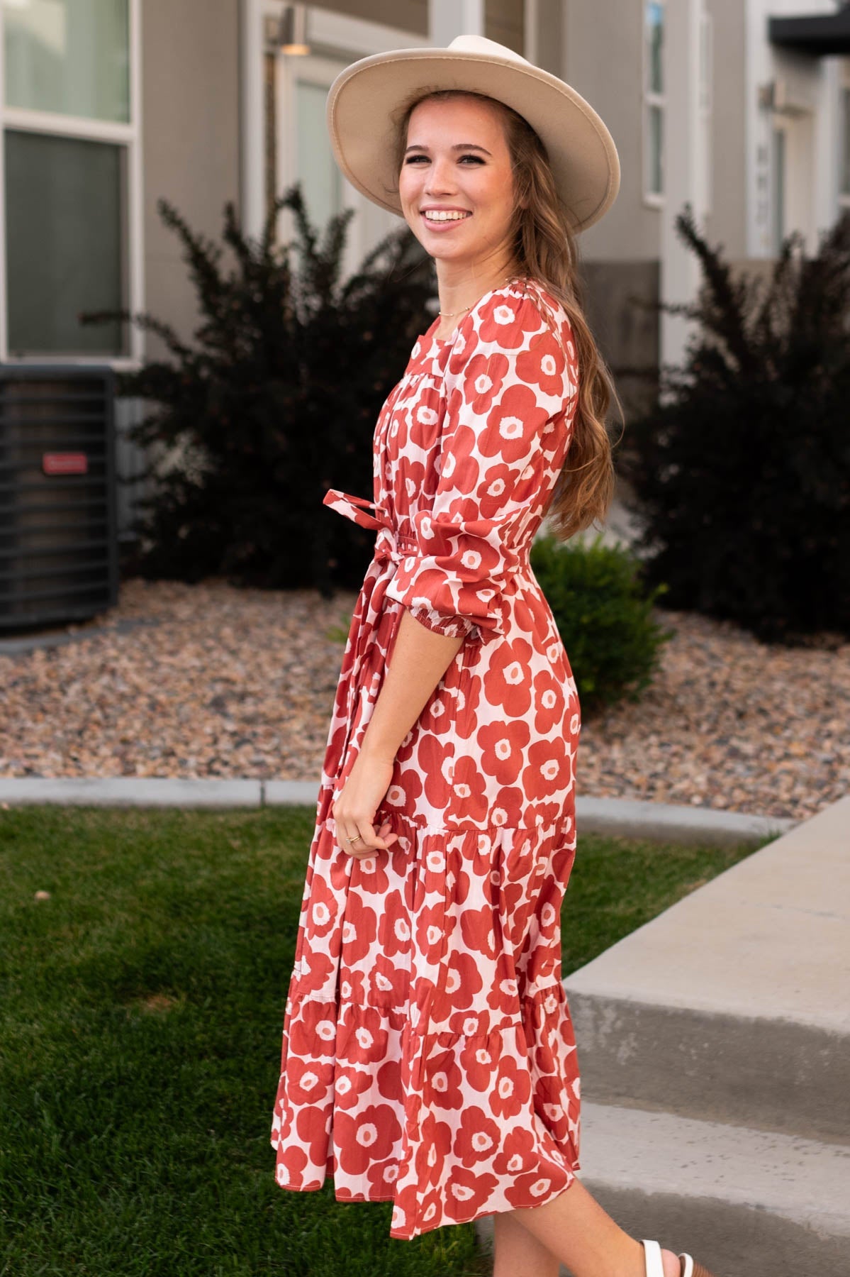 Aubrey Brick Floral Dress