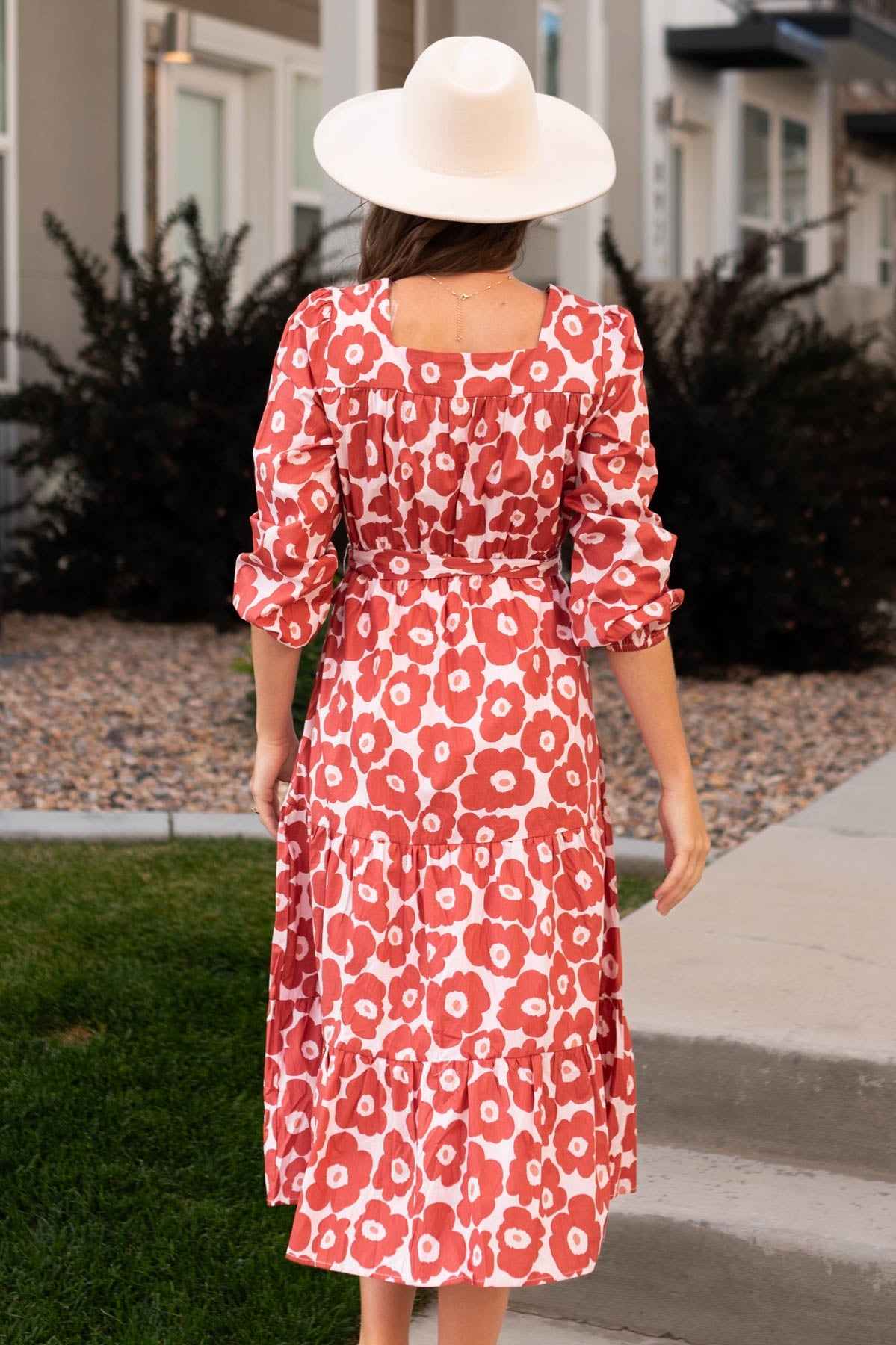 Aubrey Brick Floral Dress