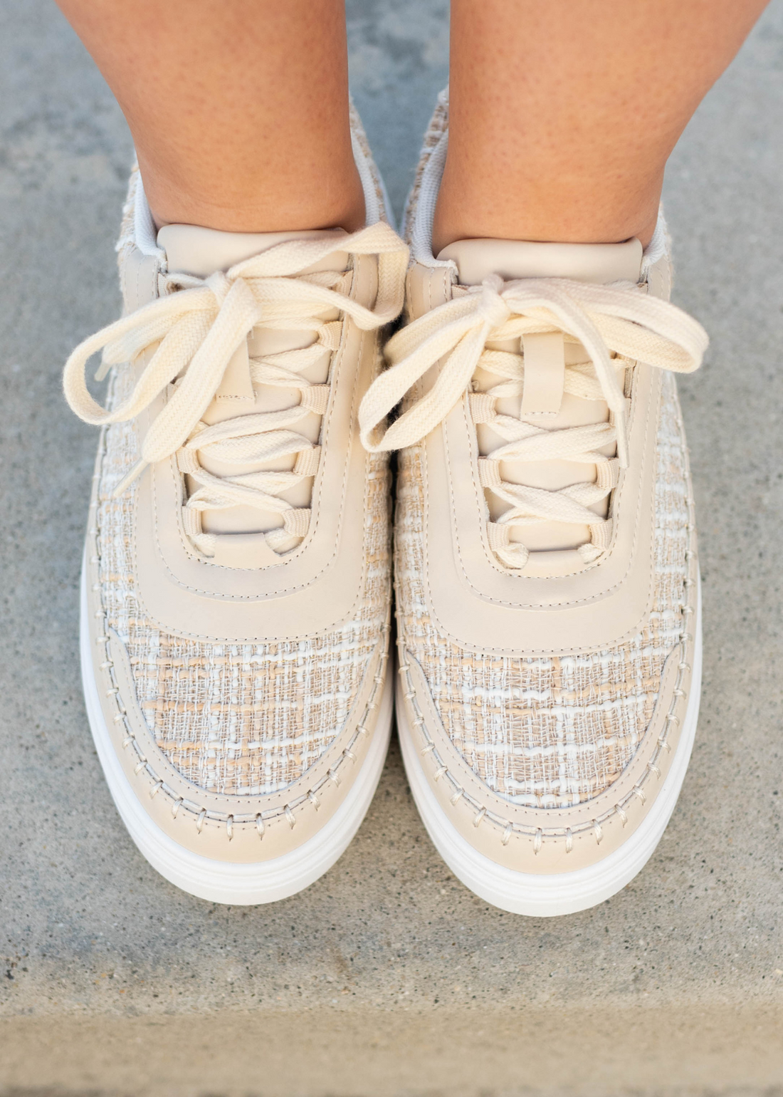Audra Beige Tweed Sneakers
