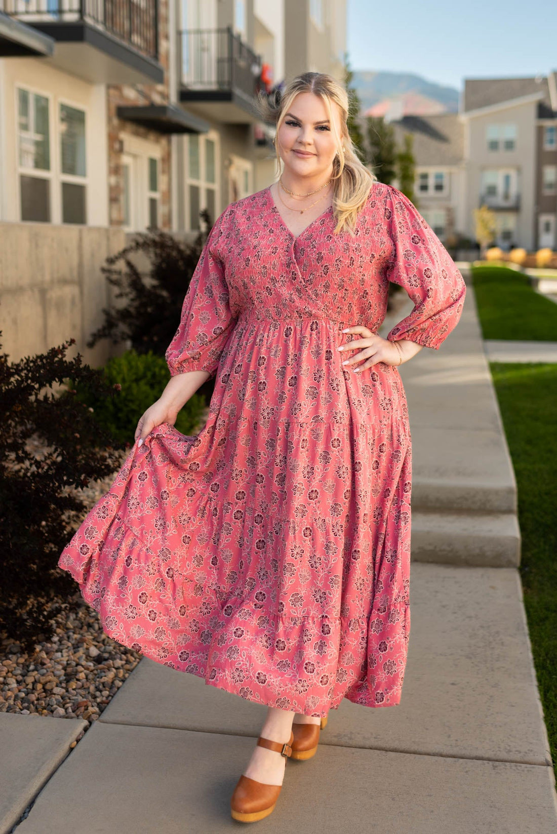 Audrey Pink Floral Dress