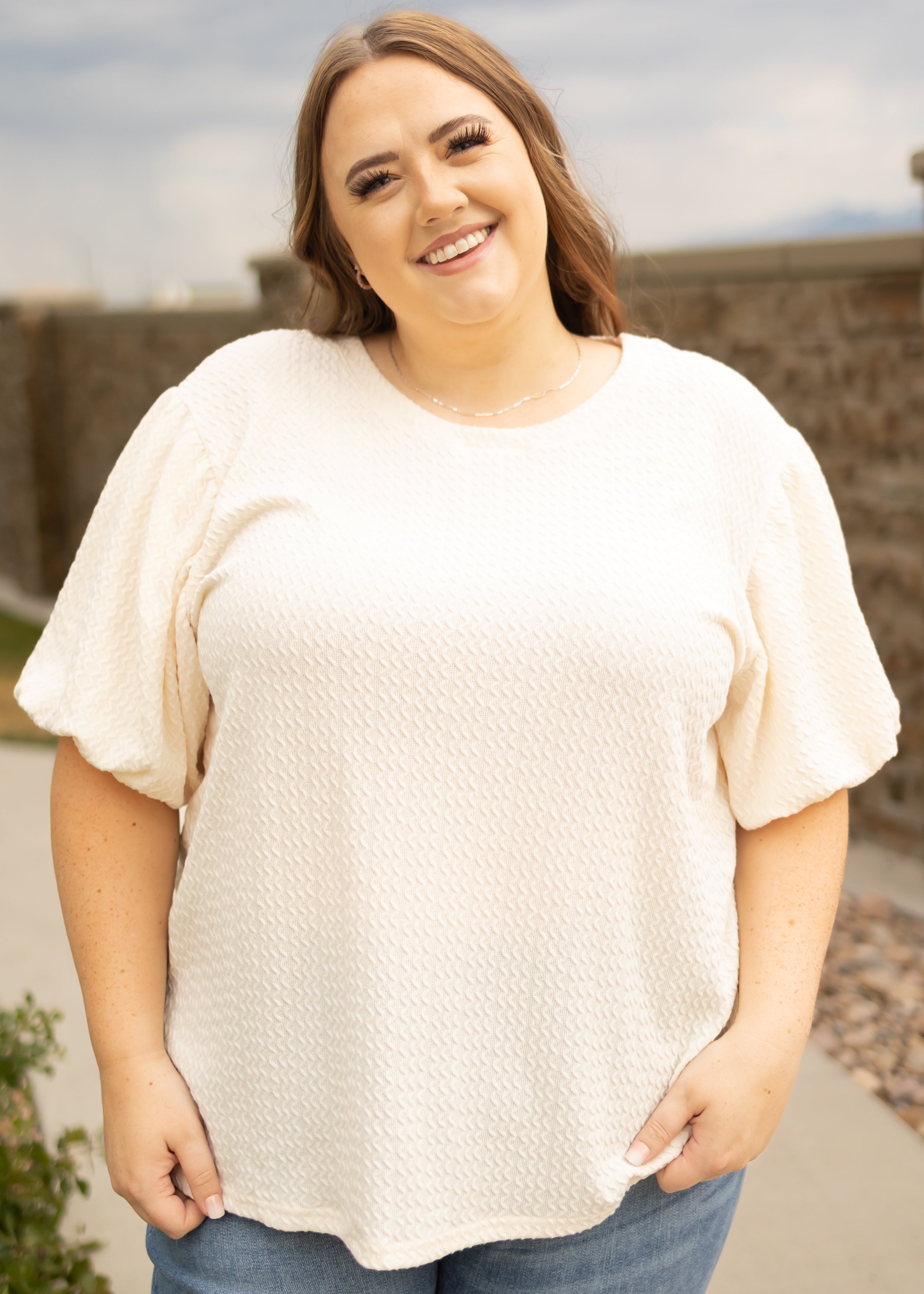 Aurora Cream Textured Top