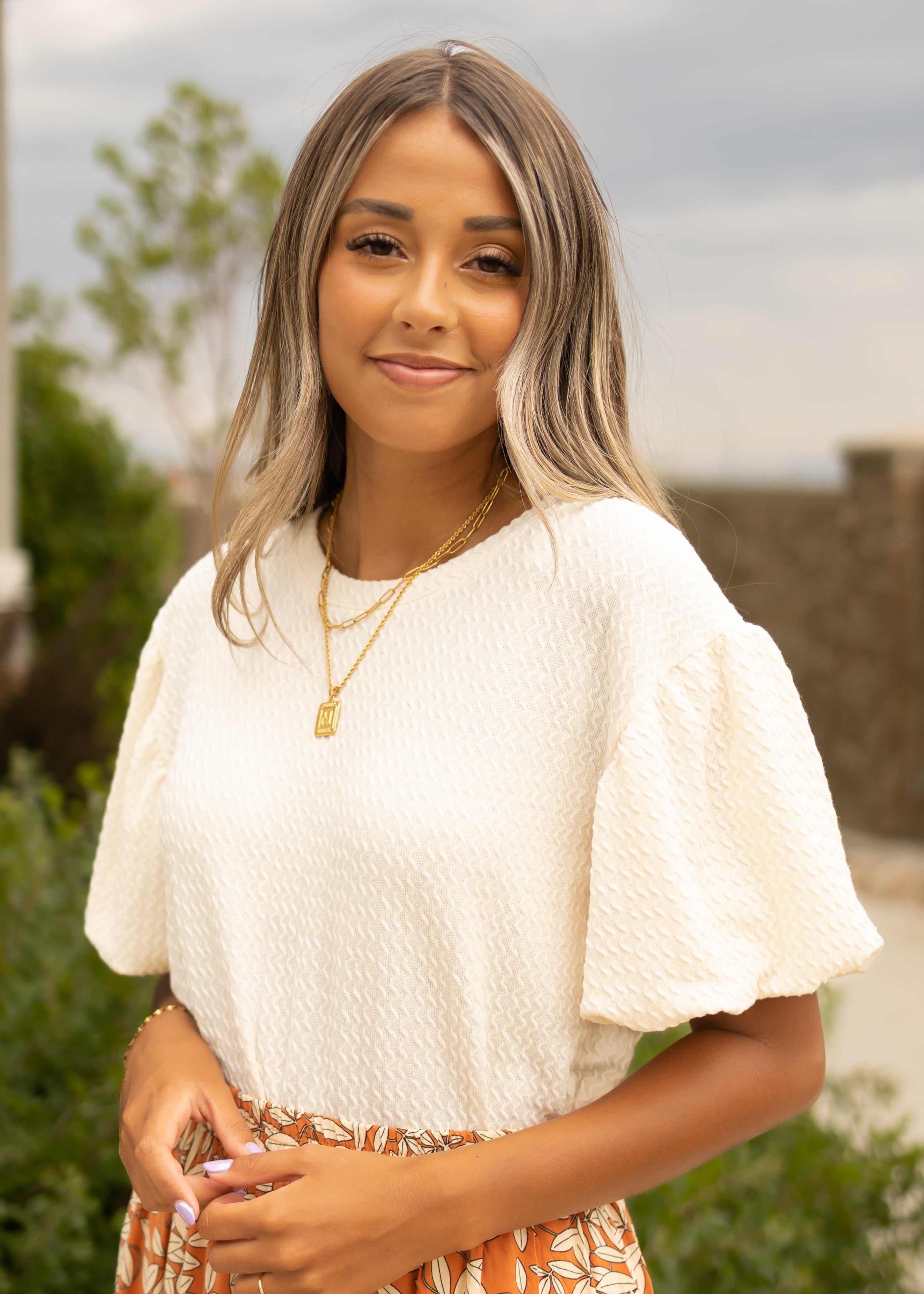 Aurora Cream Textured Top