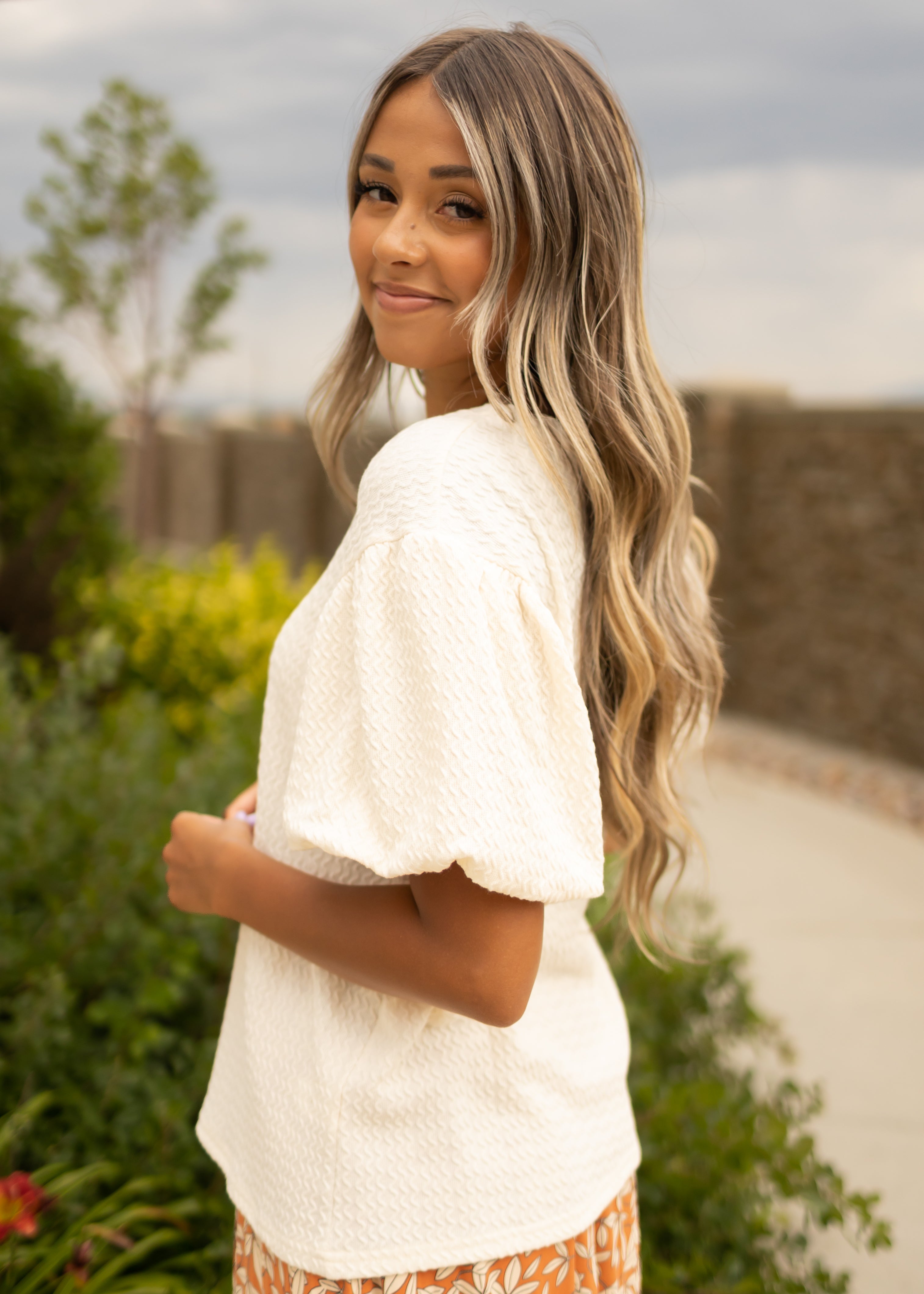Aurora Cream Textured Top
