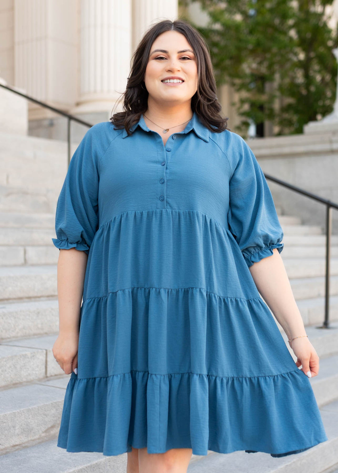 Ava Blue Tiered Dress