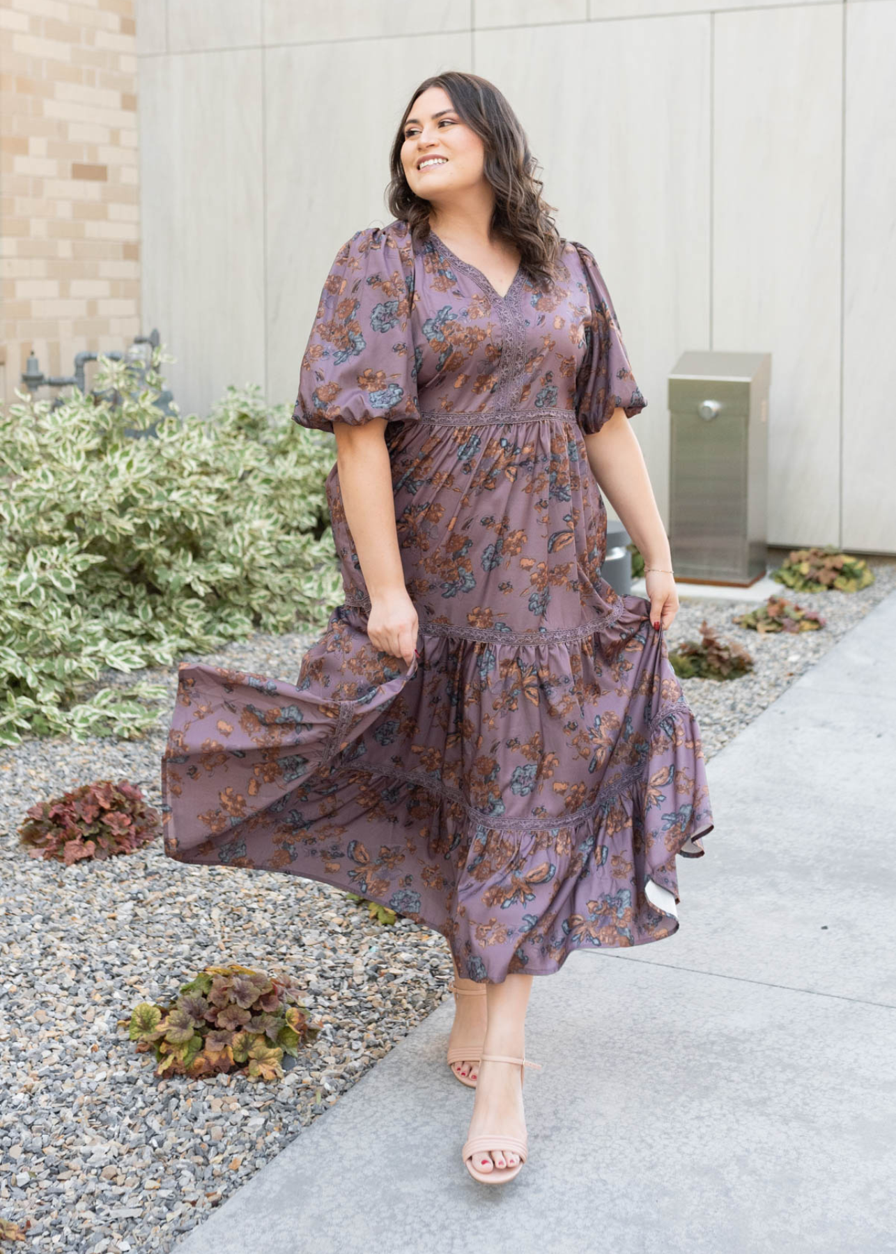 Avalon Plum Floral Tiered Dress
