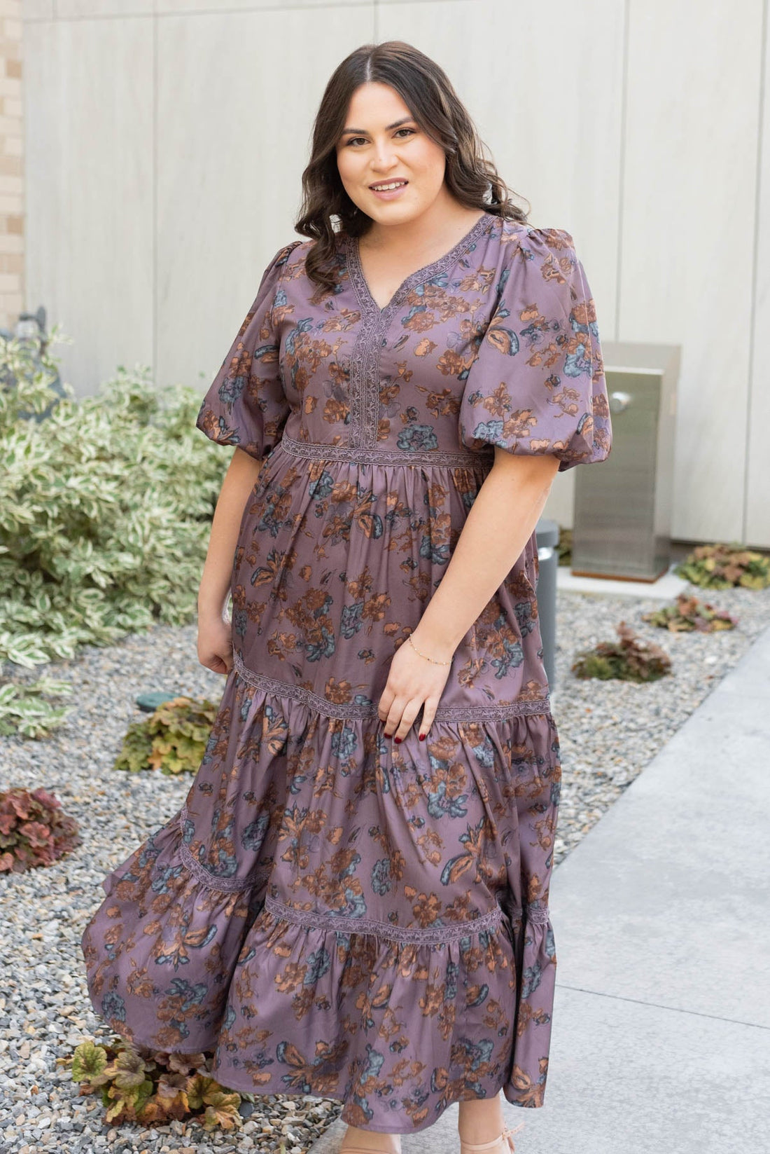 Avalon Plum Floral Tiered Dress