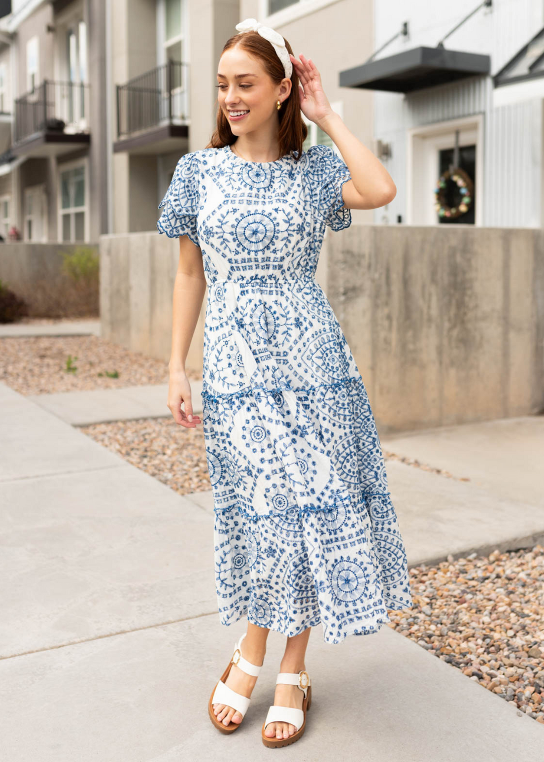Avis Blue Embroidered Dress