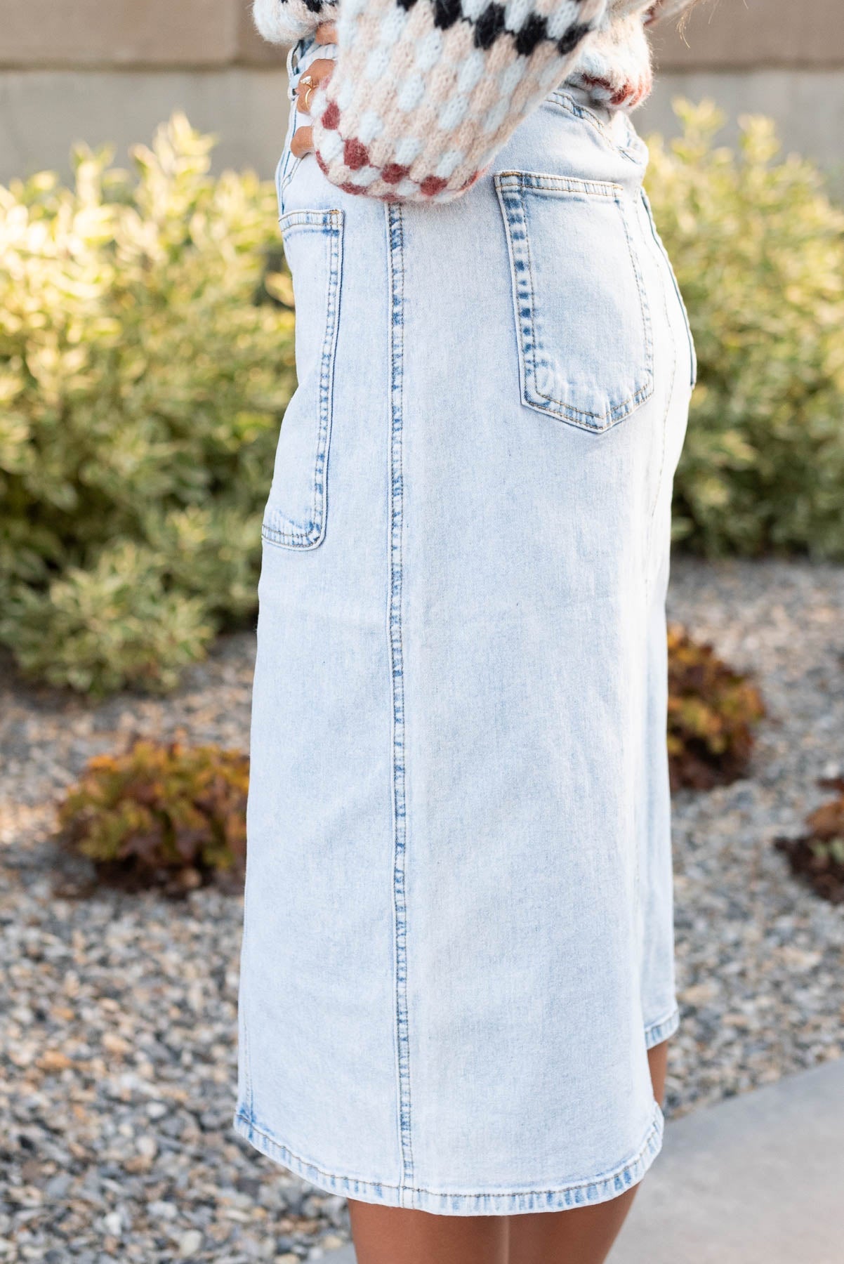 Ayala Light Denim Pencil Skirt