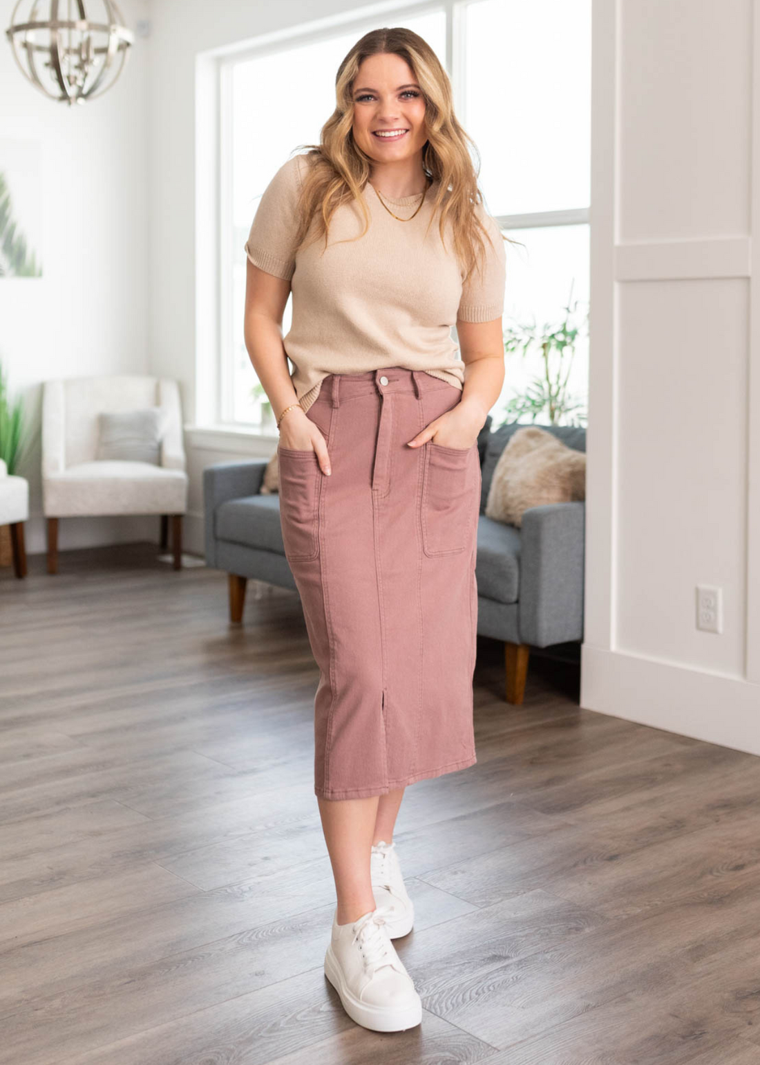 Ayala Mauve Pencil Skirt