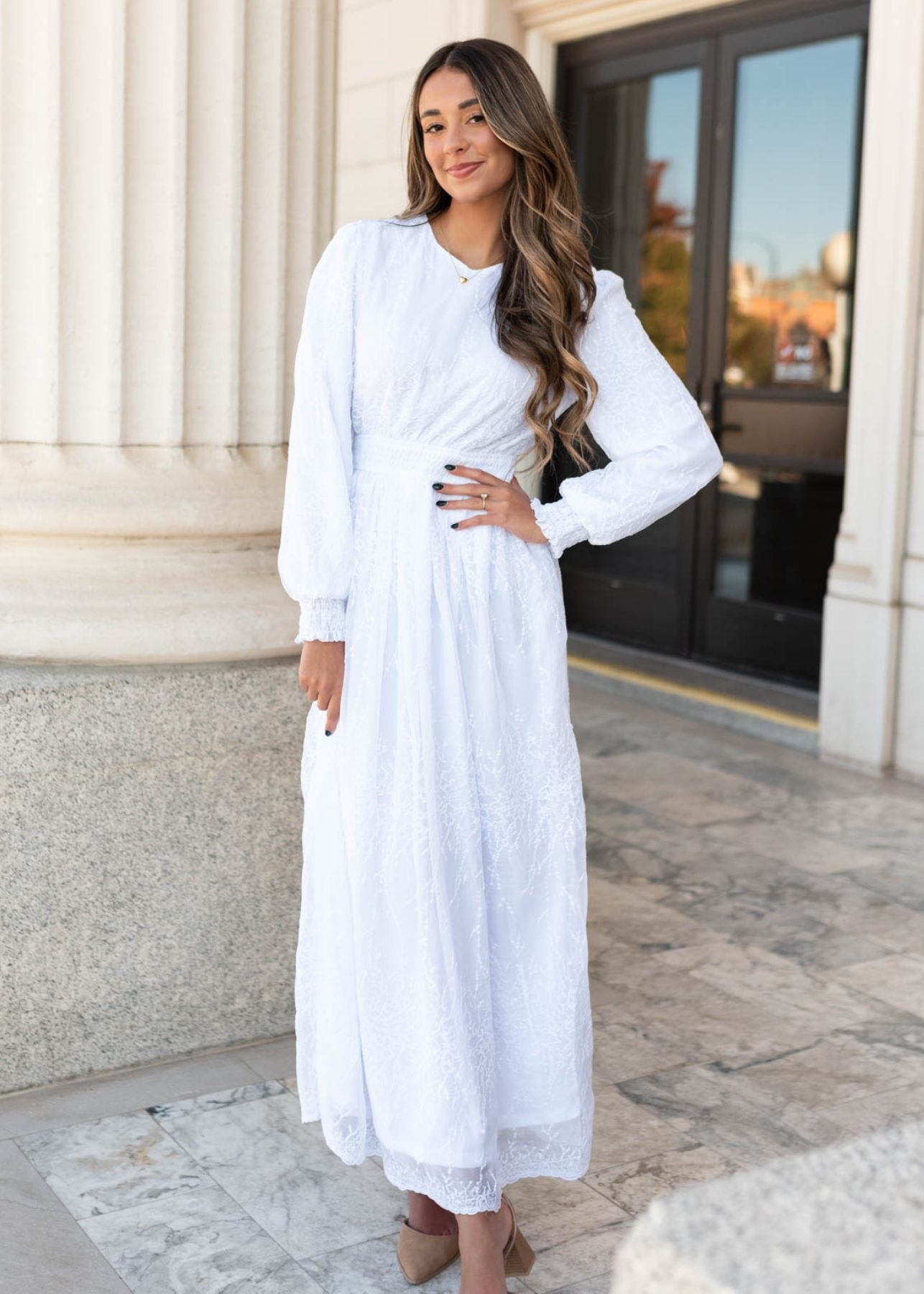Aylee White Embroidered Maxi Dress