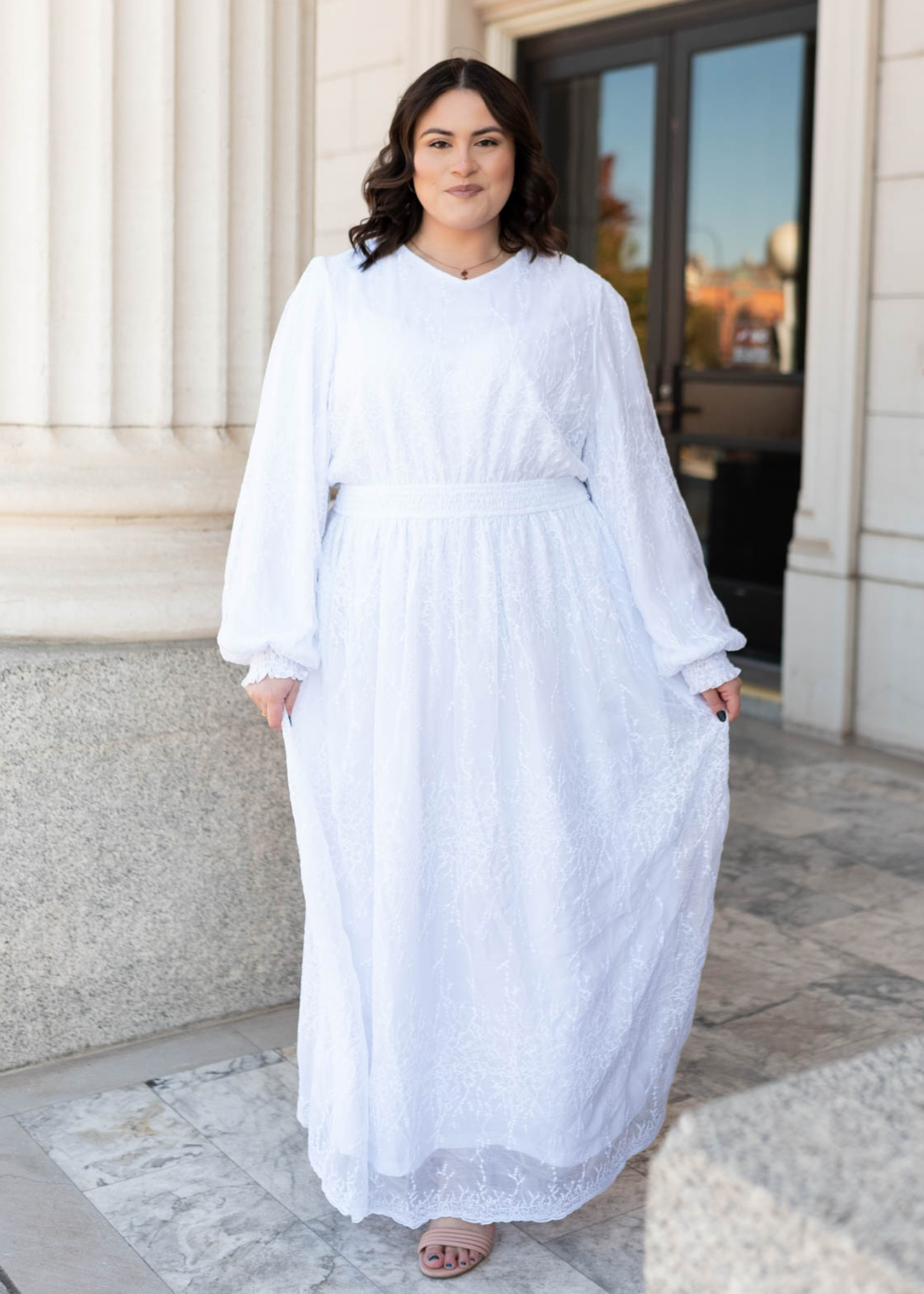 Aylee White Embroidered Maxi Dress