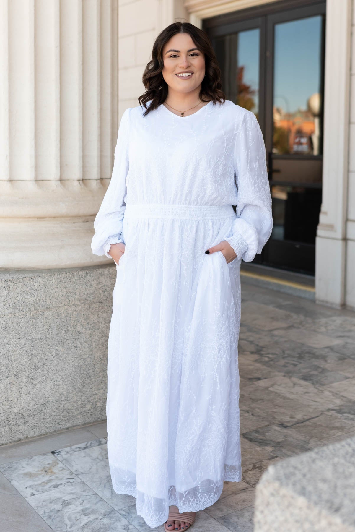 Aylee White Embroidered Maxi Dress