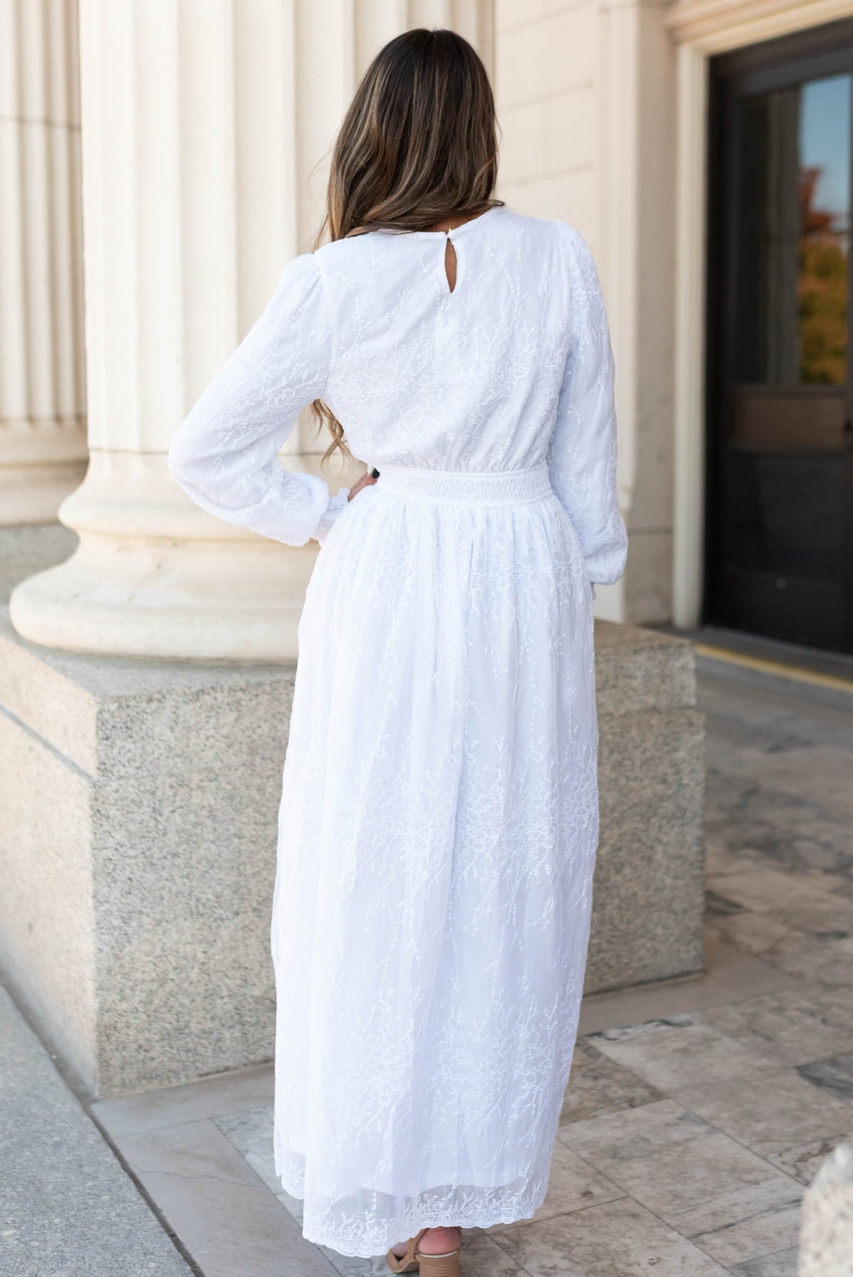 Aylee White Embroidered Maxi Dress