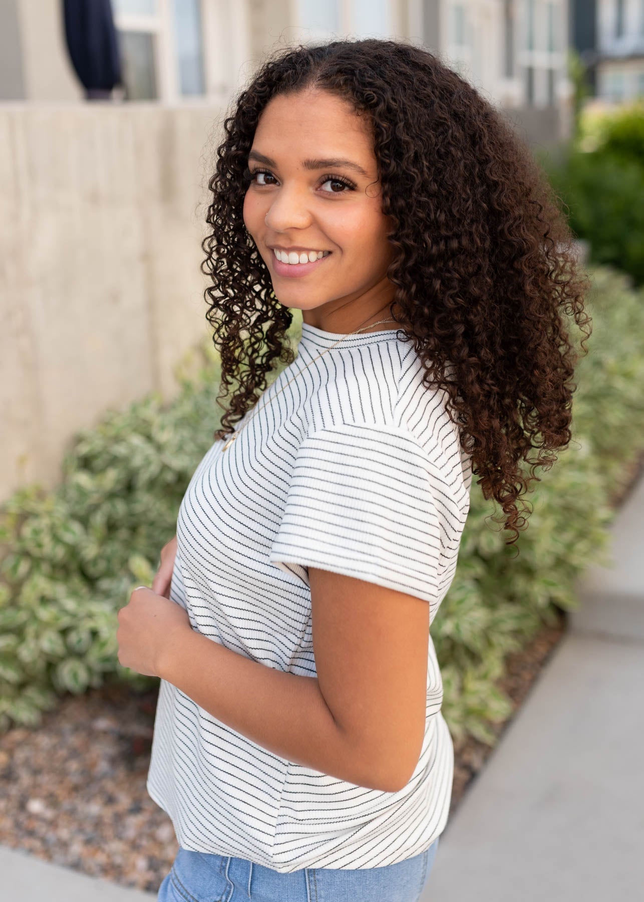 Bethany Black Striped Top