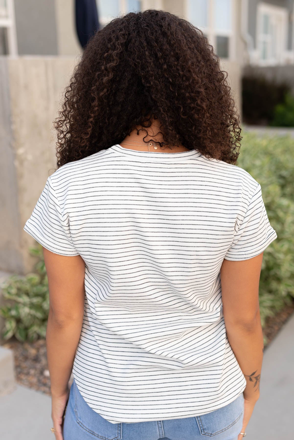 Bethany Black Striped Top