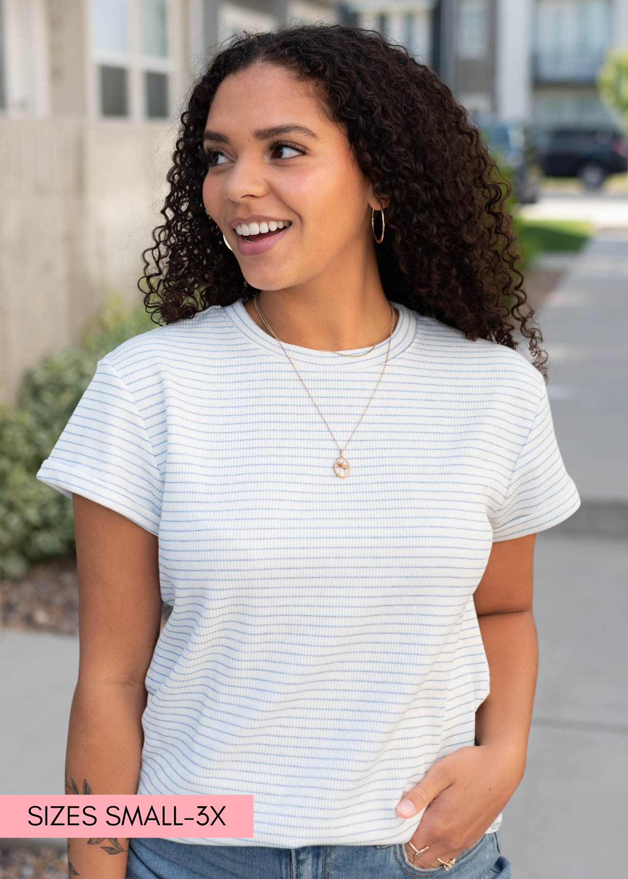 Bethany Blue Striped Top