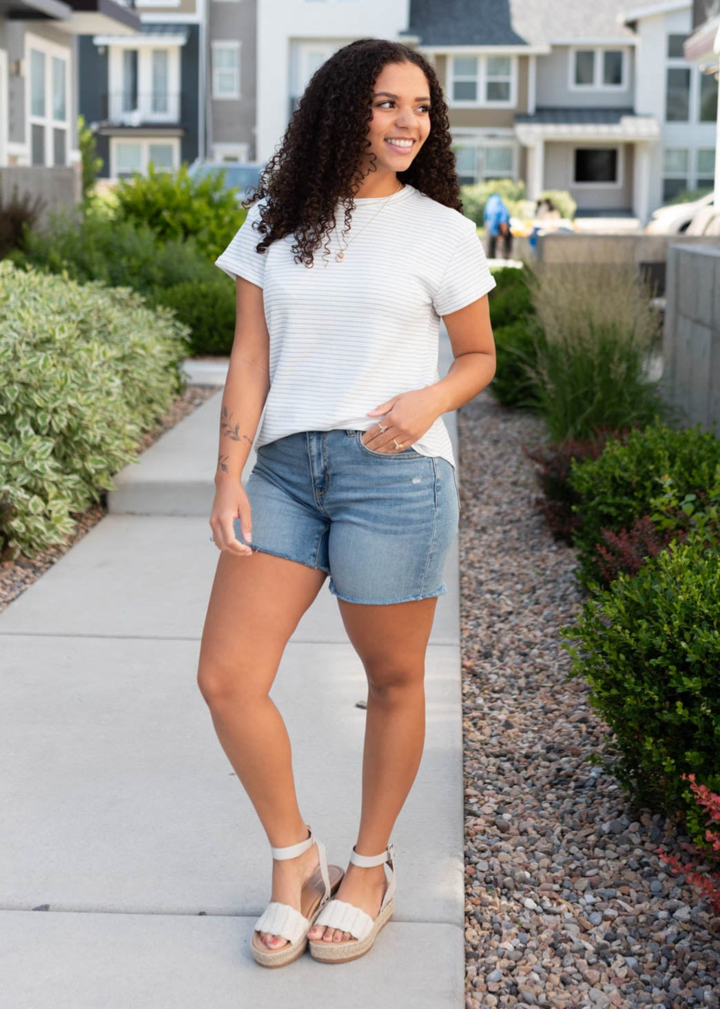 Bethany Blue Striped Top