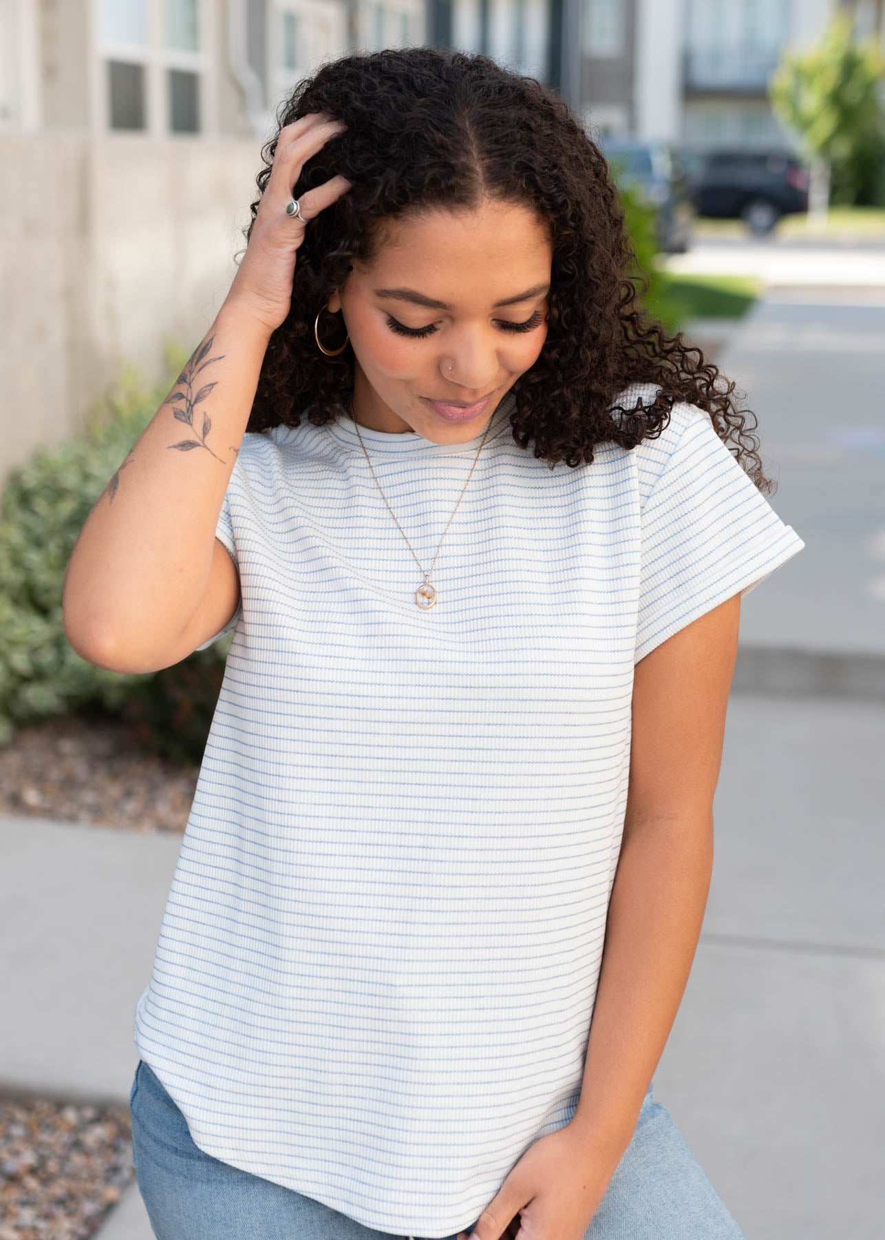 Bethany Blue Striped Top