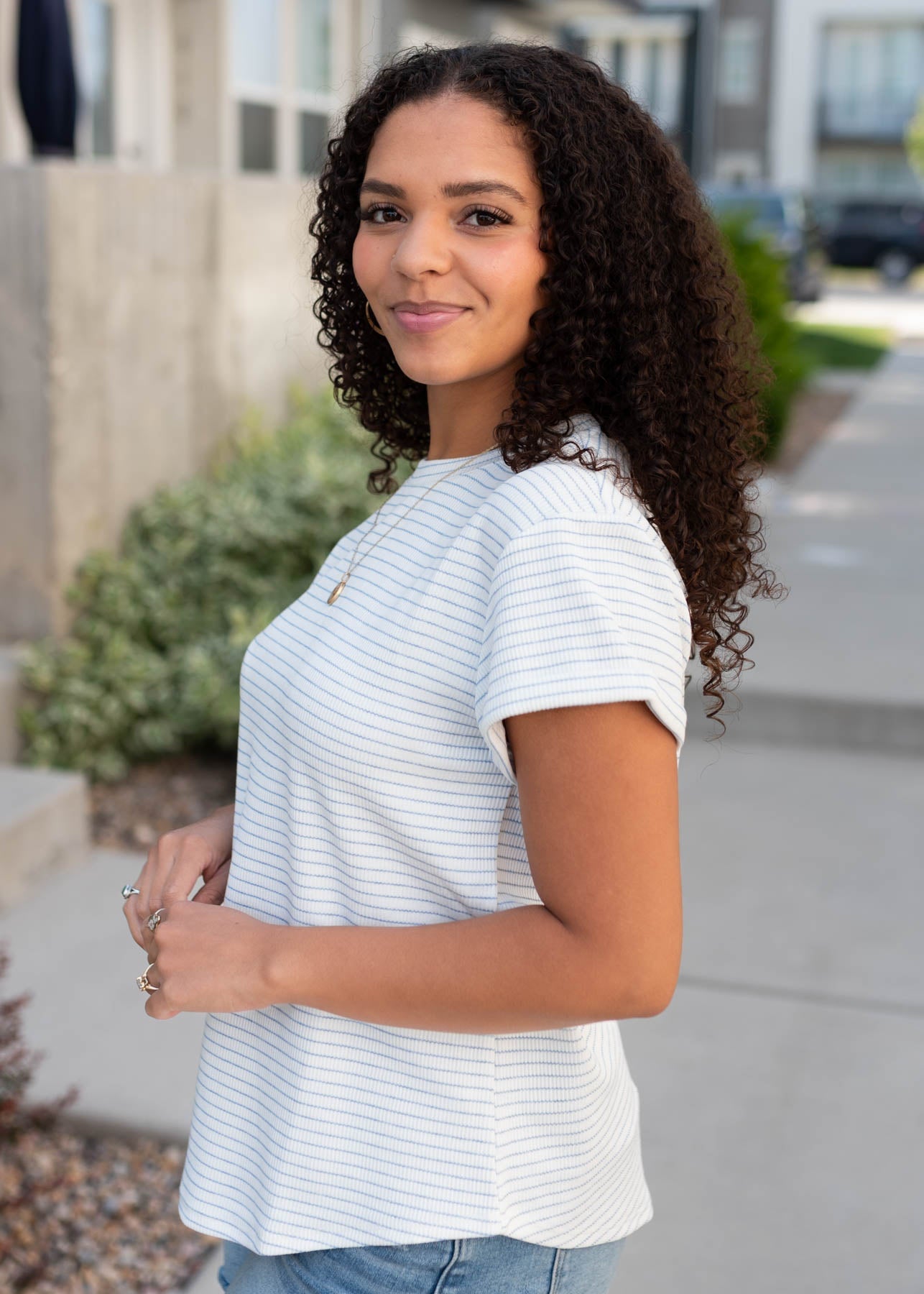 Bethany Blue Striped Top