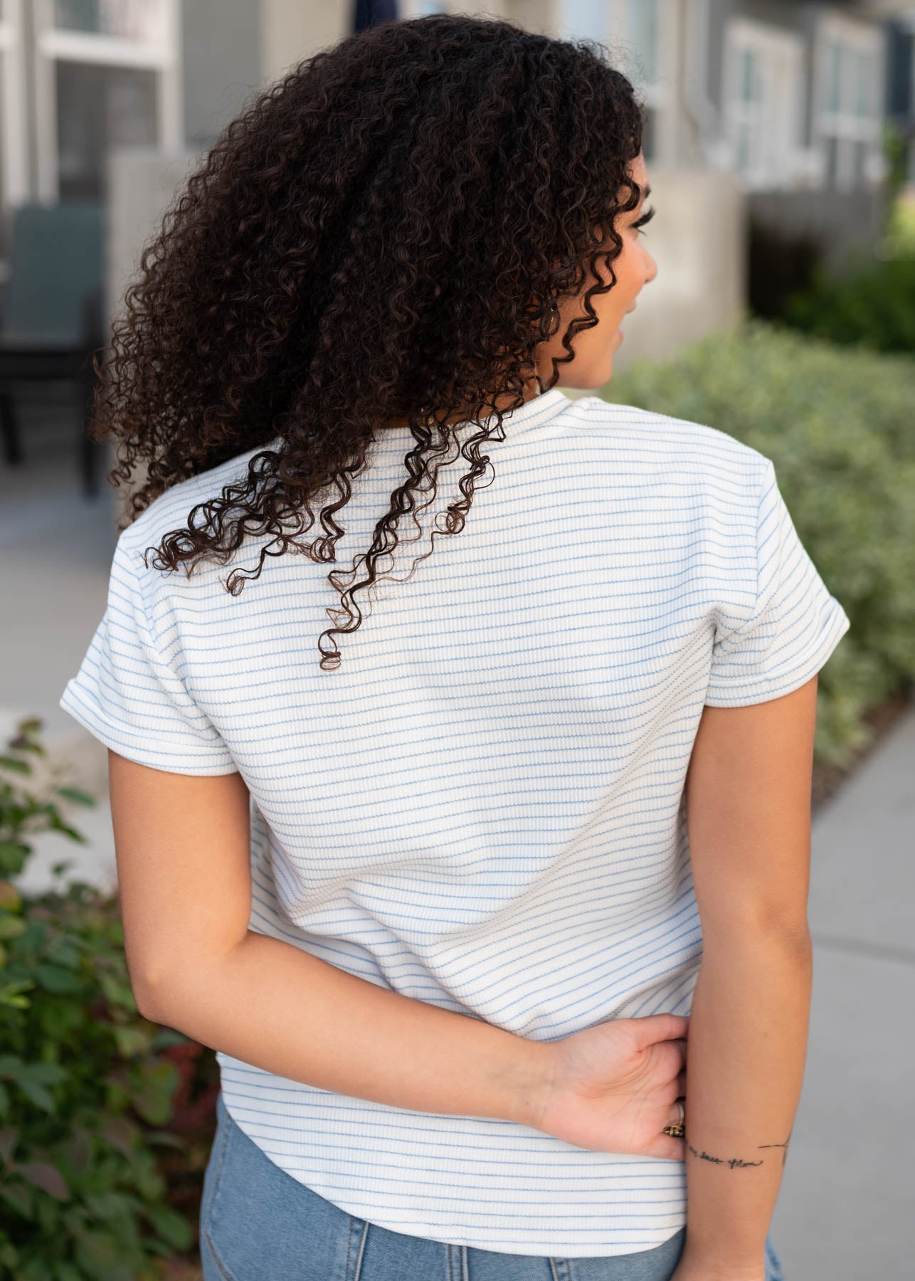 Bethany Blue Striped Top