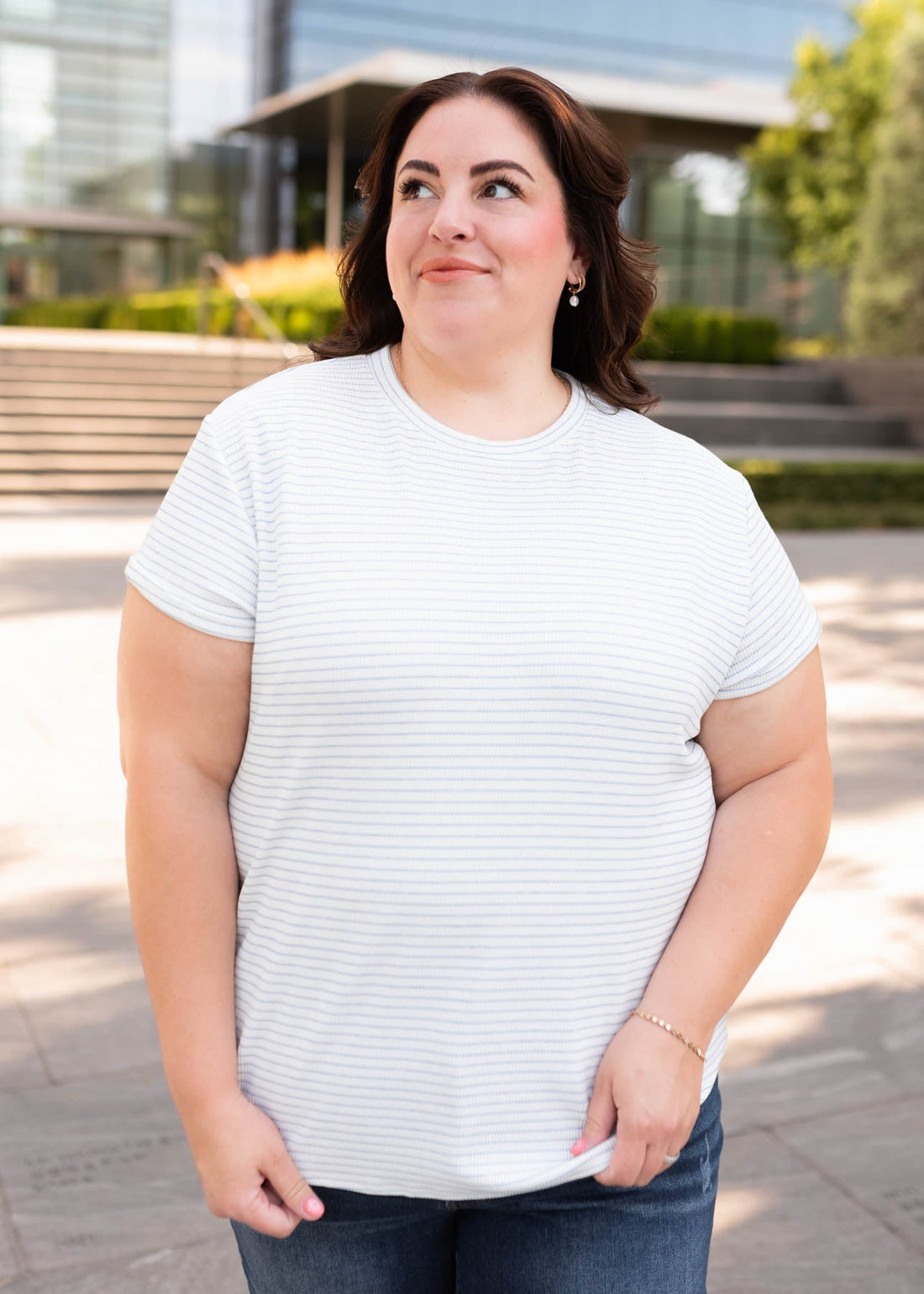 Bethany Blue Striped Top