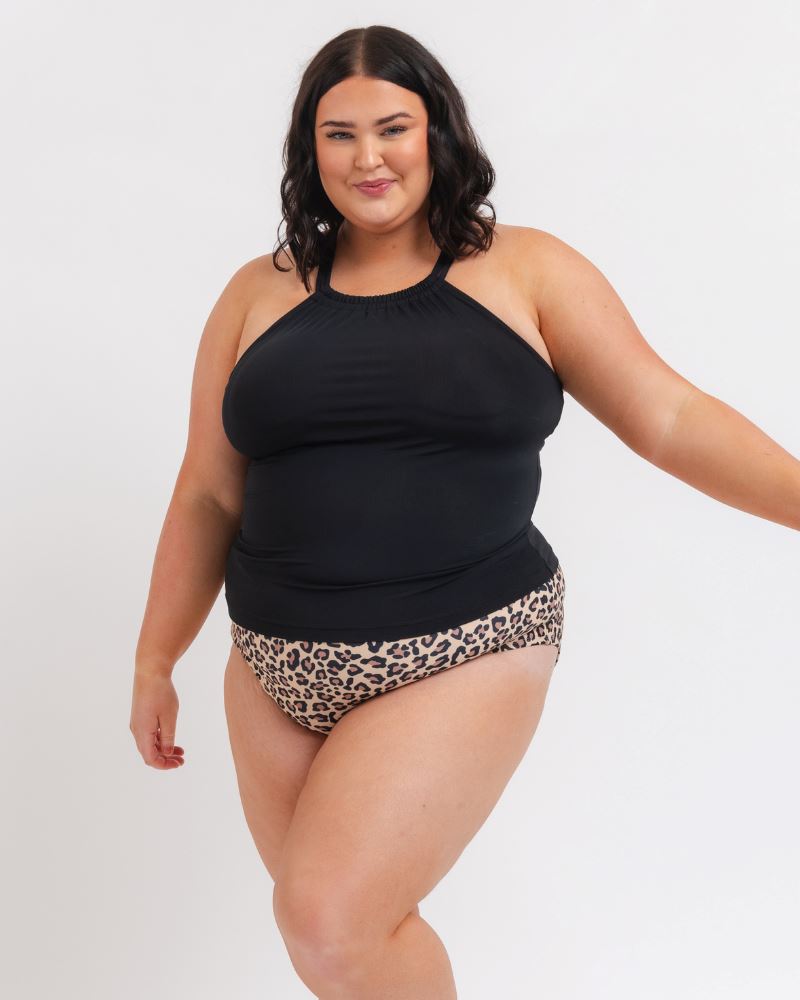 Black Double-Cinch Tankini Top