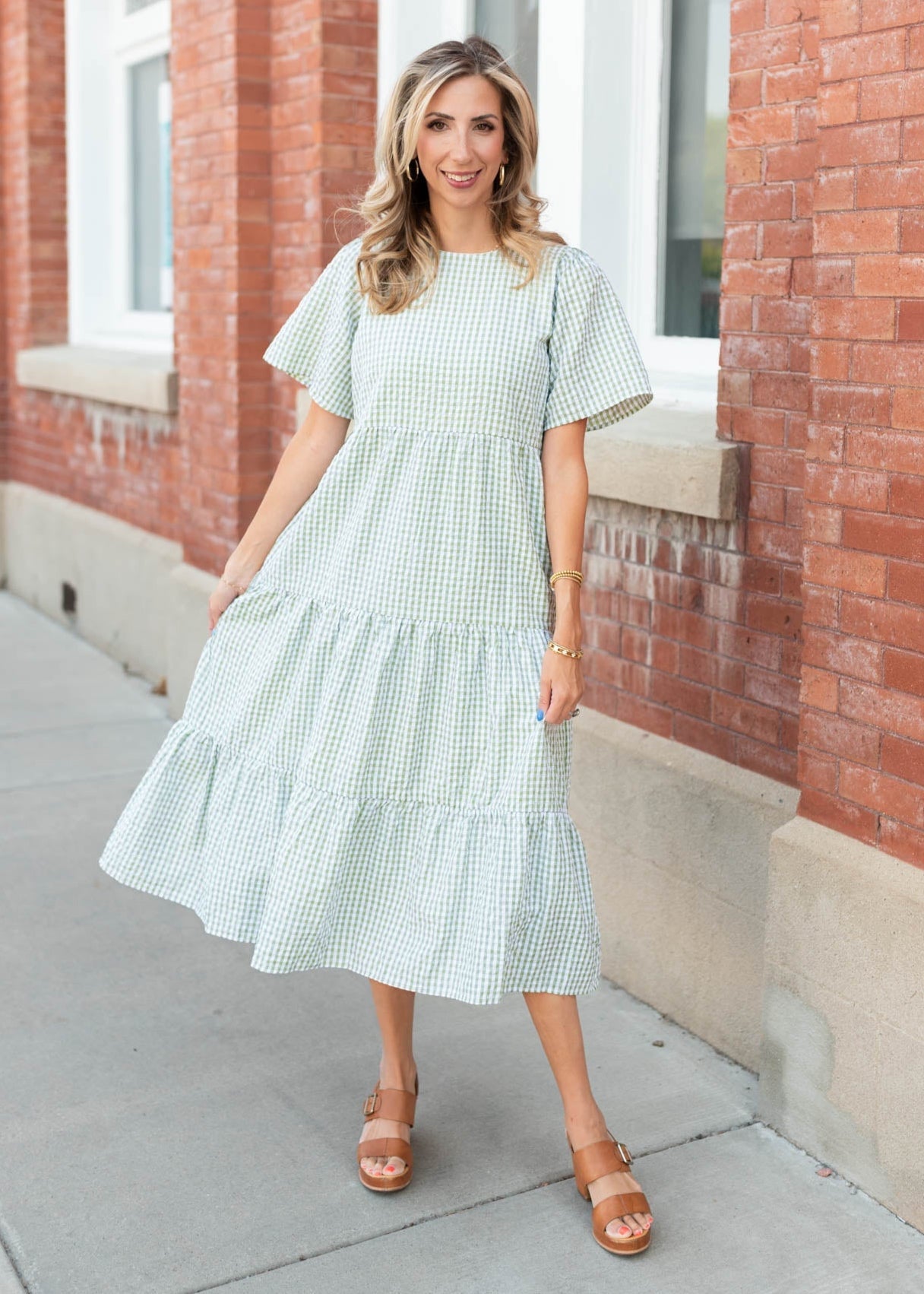 Blair Sage Gingham Dress