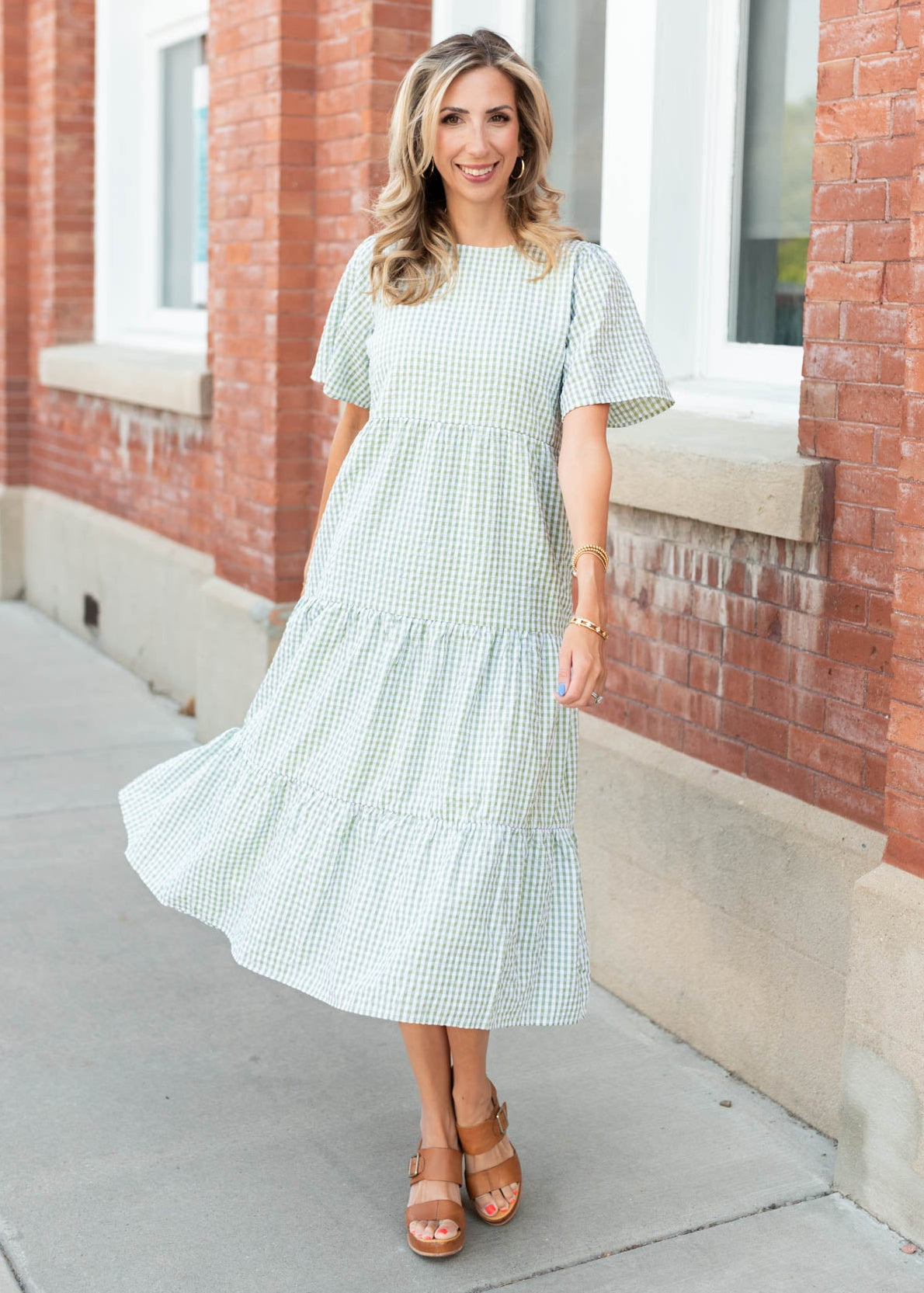 Blair Sage Gingham Dress