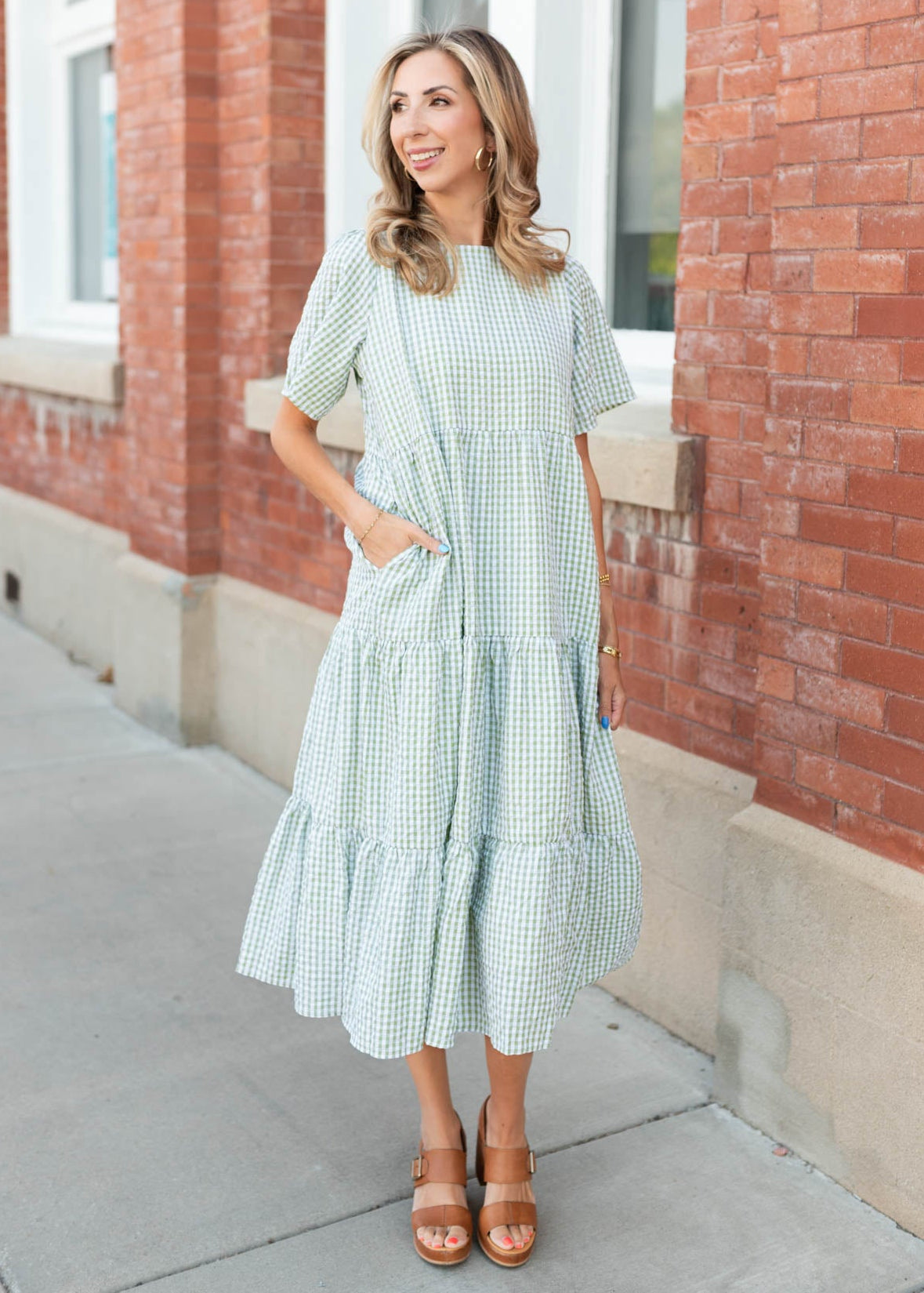 Blair Sage Gingham Dress