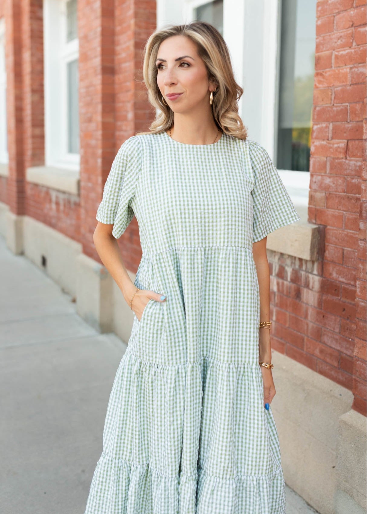 Blair Sage Gingham Dress