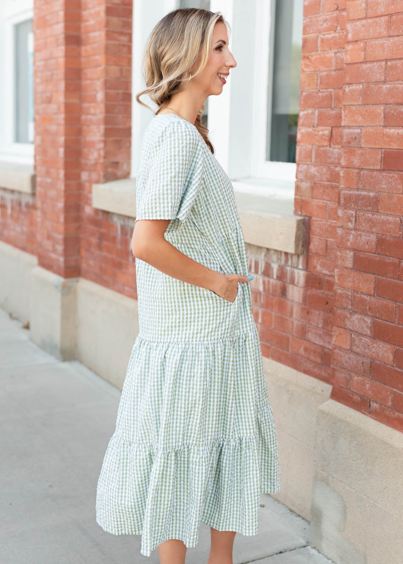 Blair Sage Gingham Dress