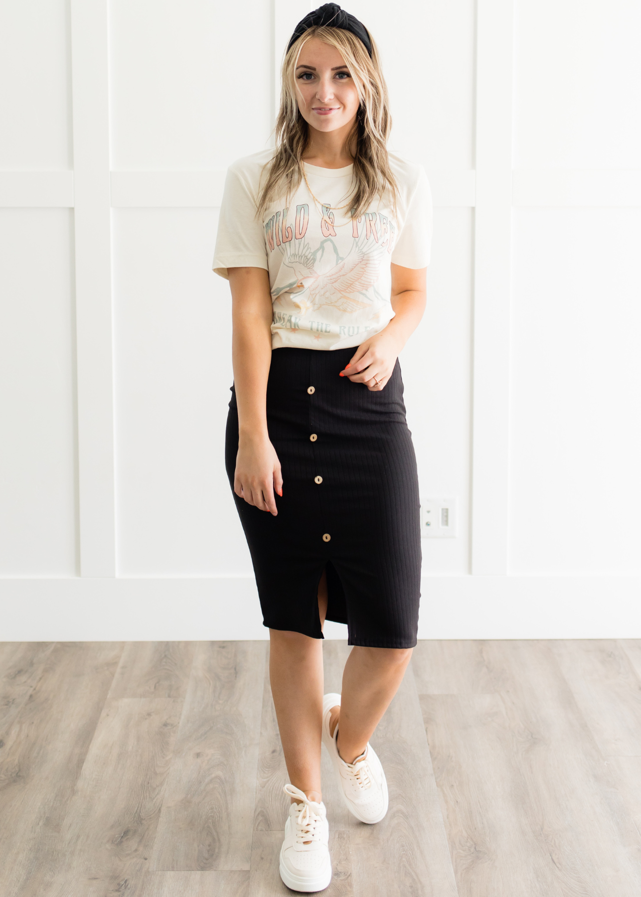 Blaire Black Ribbed Skirt