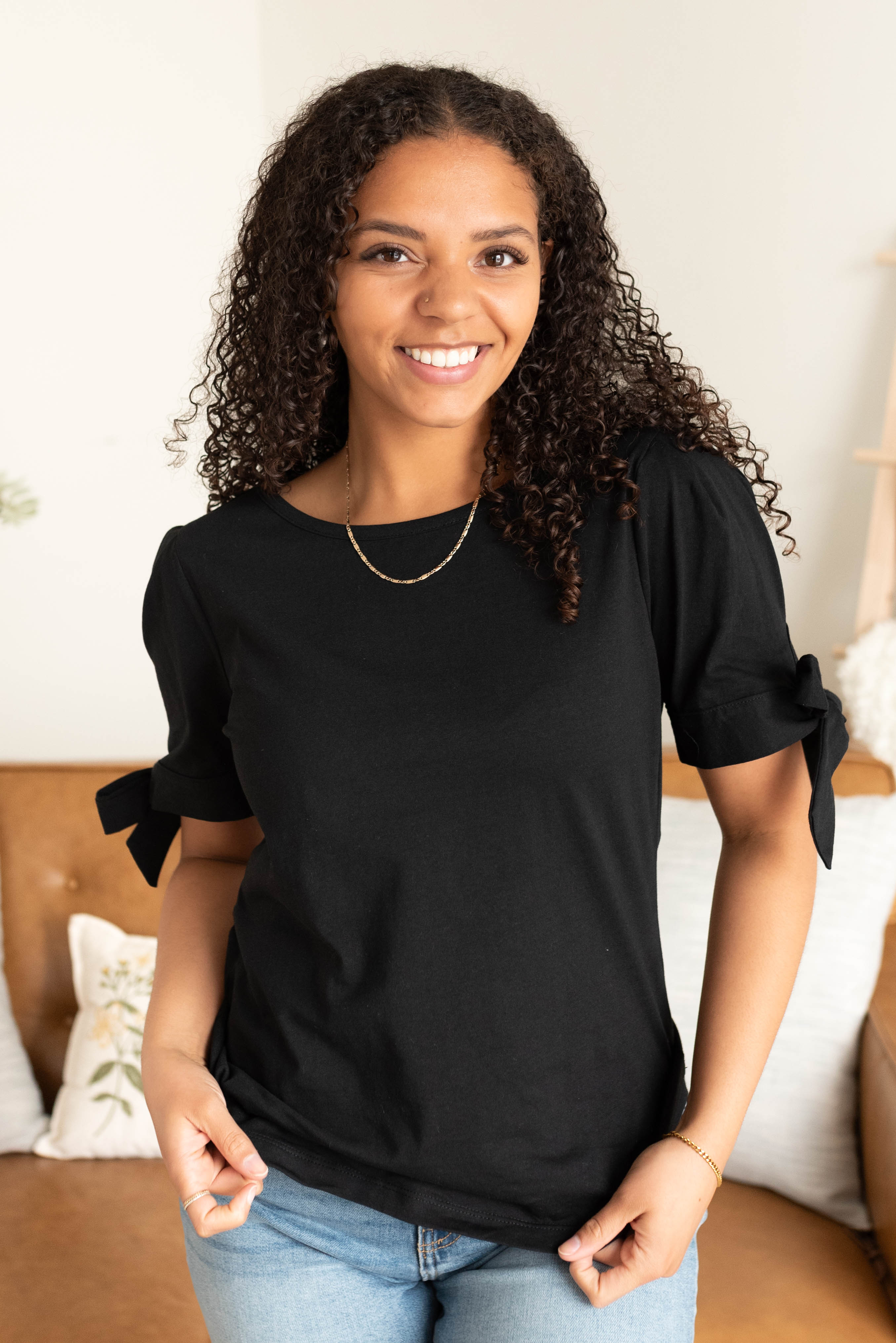 Brielle Black Bow Top