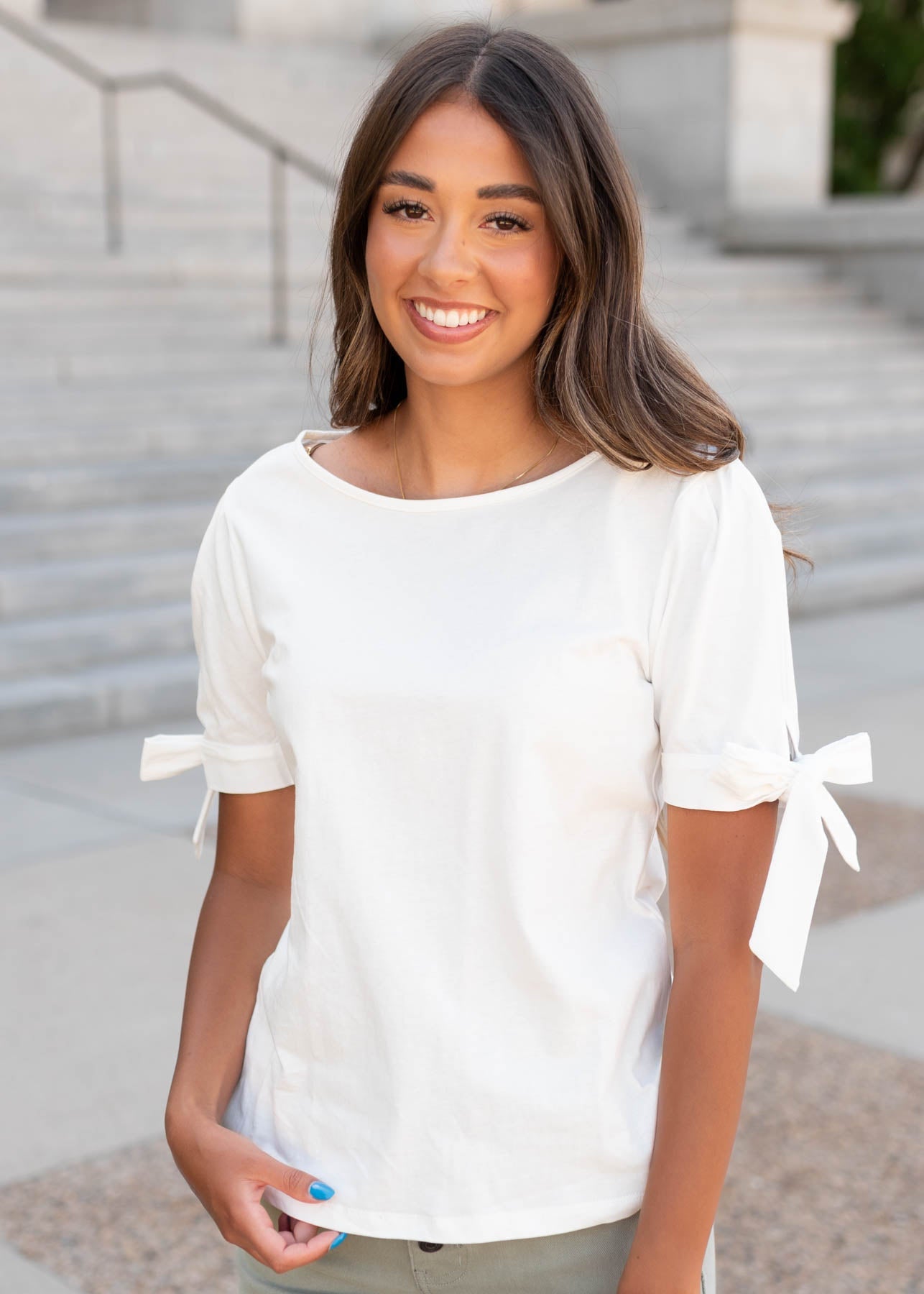Brielle White Bow Top