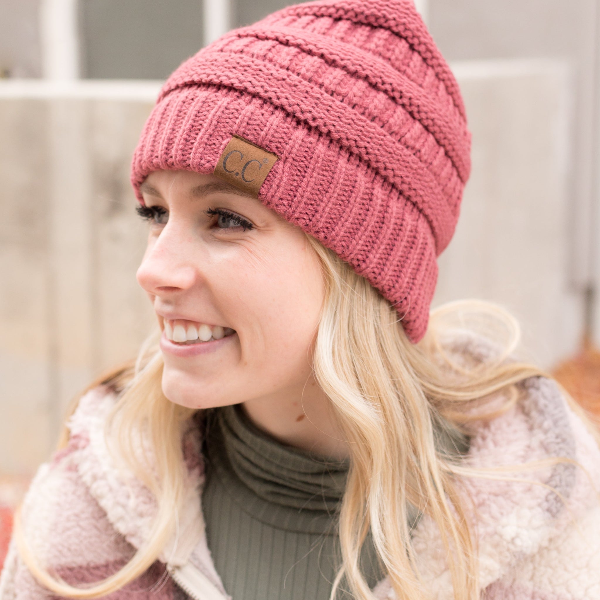 CC Beanie Thick Slouchy Knit Beanie