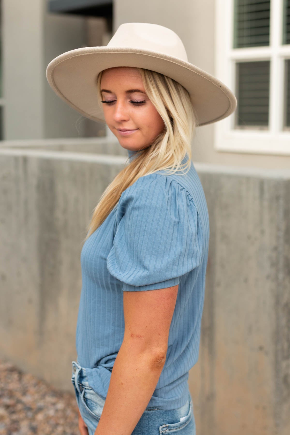 Camilla Blue Ribbed Top