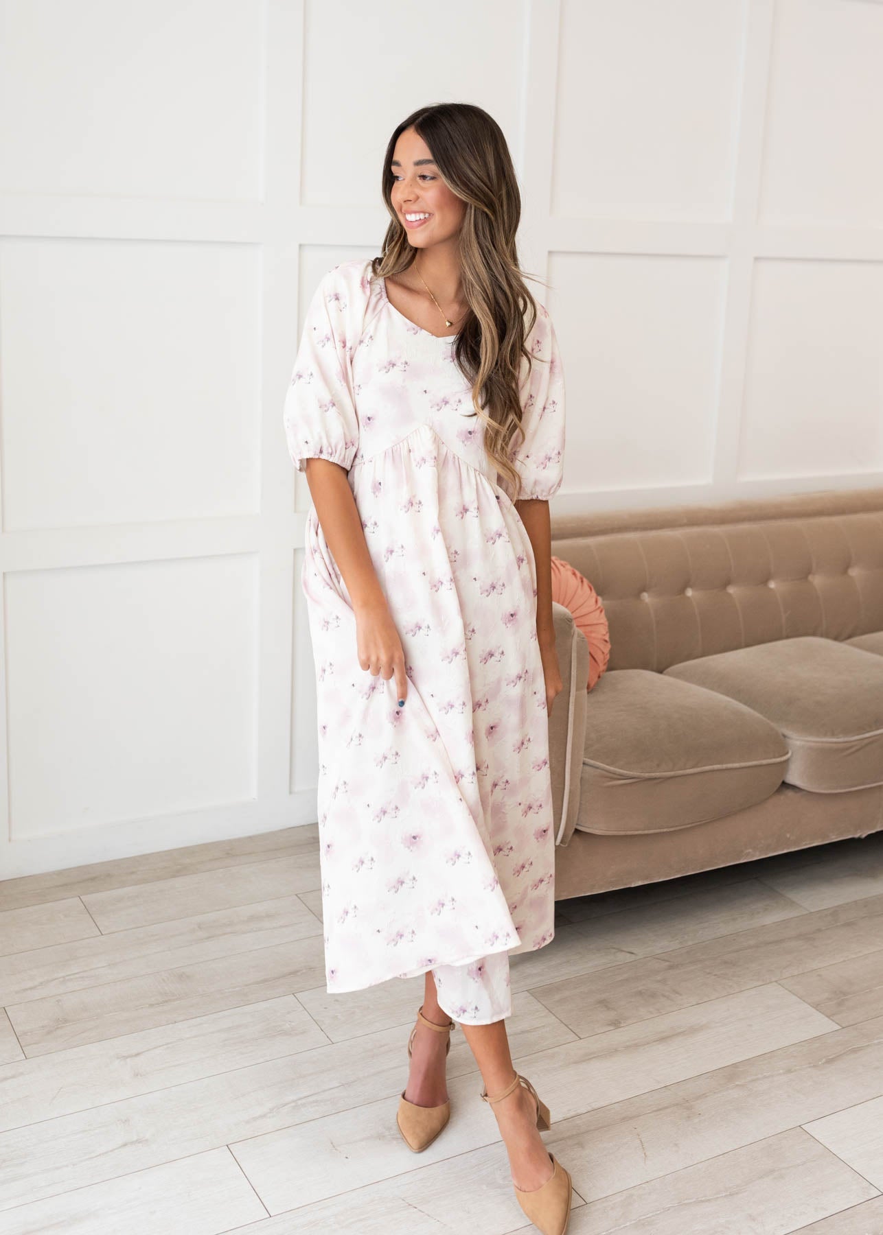 Camilla Lavender Blush Floral Dress