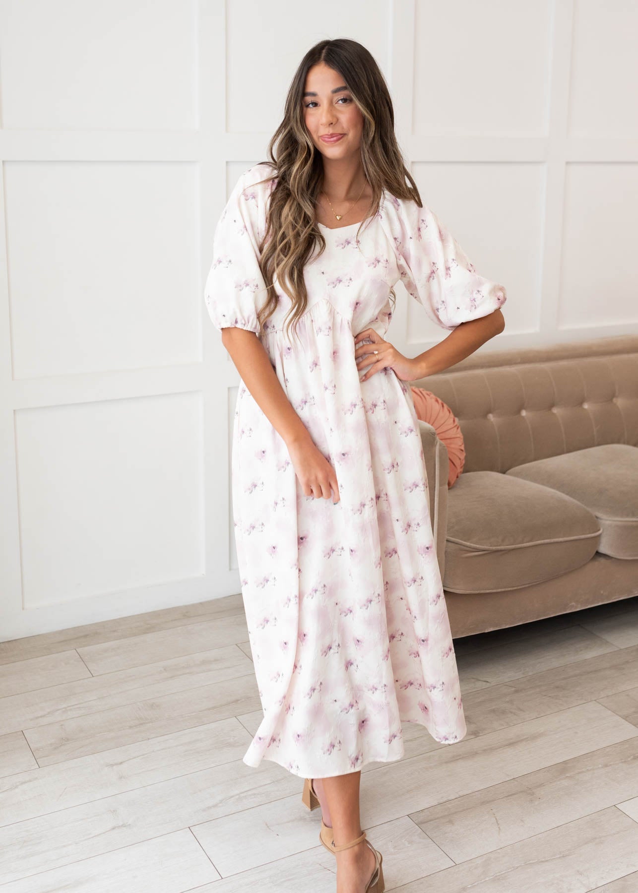 Camilla Lavender Blush Floral Dress