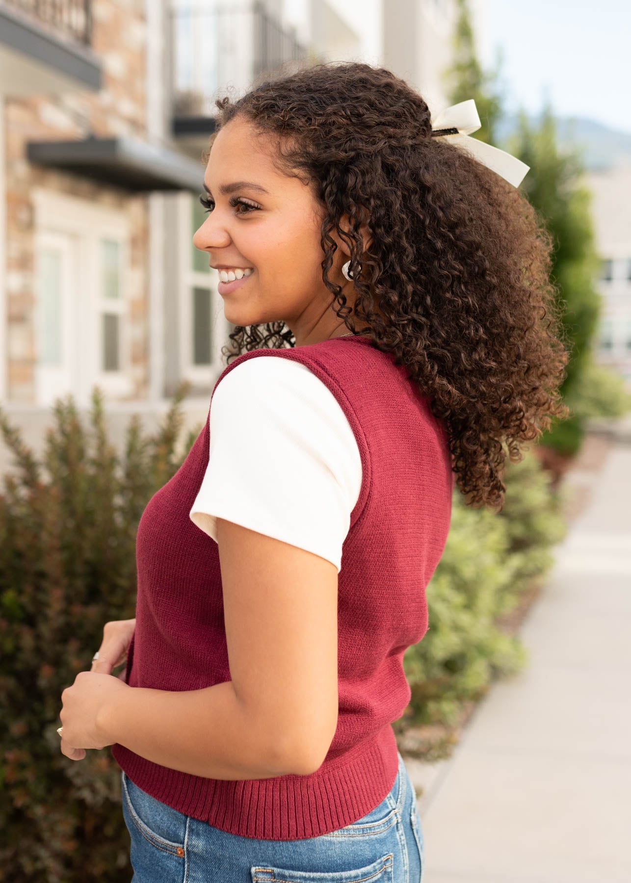 Candace Burgundy Sweater Vest