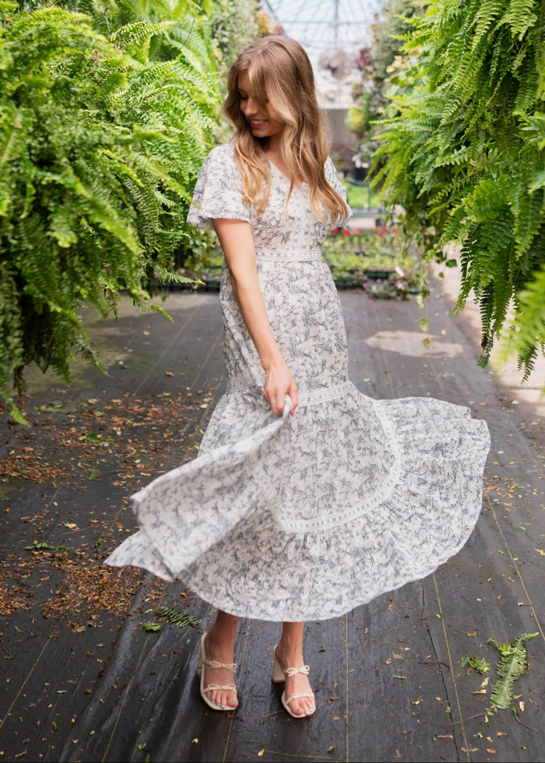 Carissa Blue Floral Tiered Dress