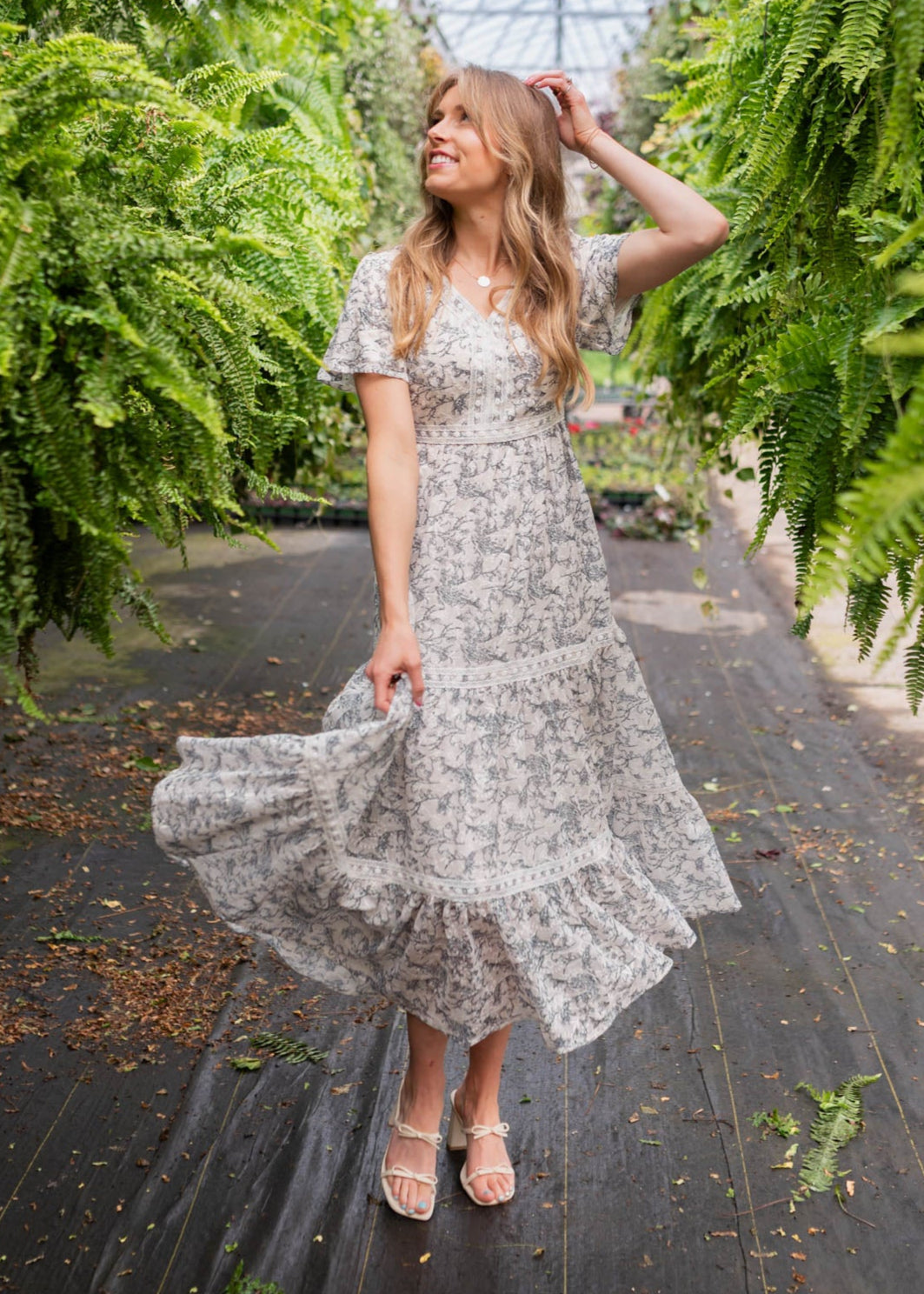 Carissa Blue Floral Tiered Dress