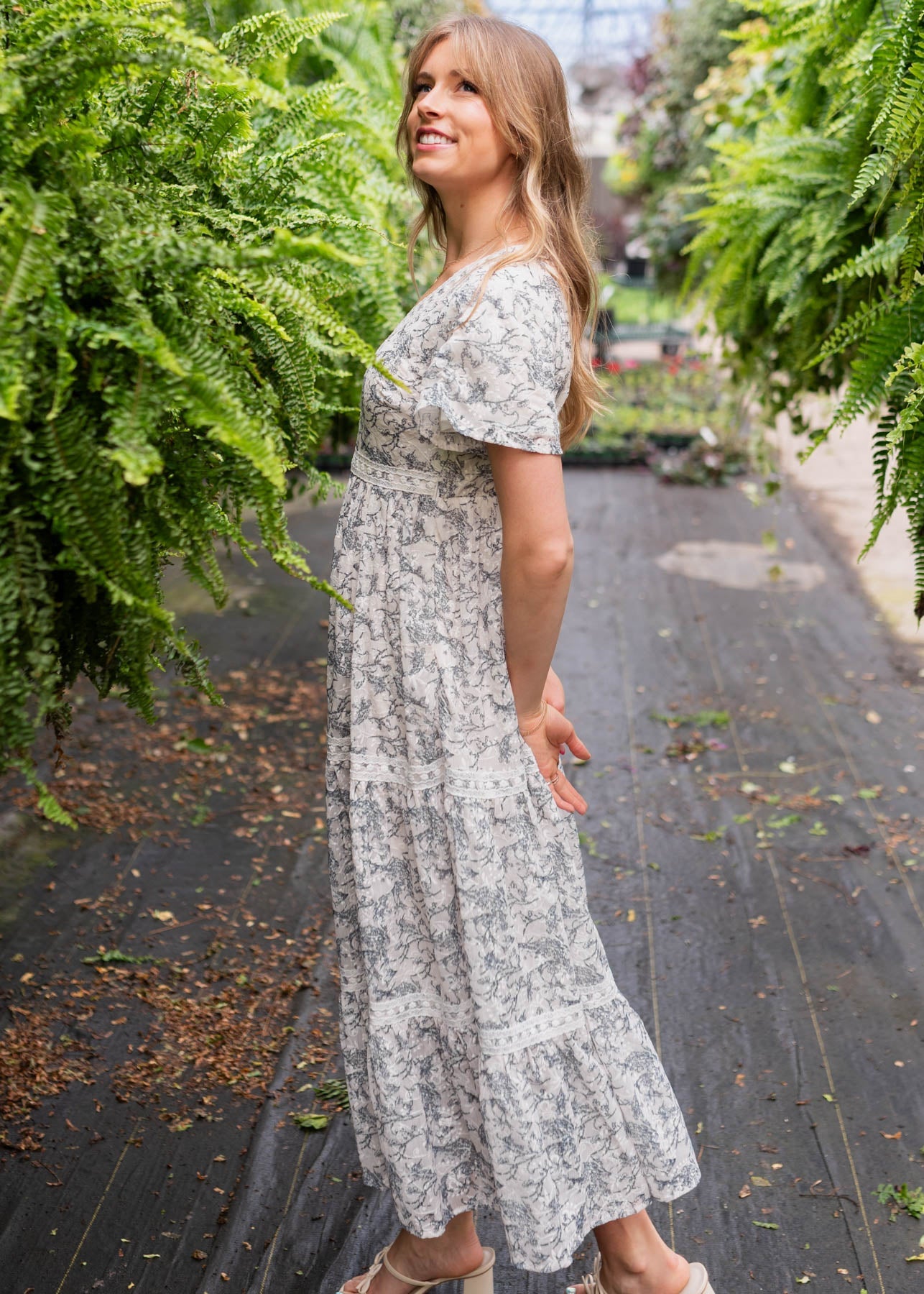 Carissa Blue Floral Tiered Dress