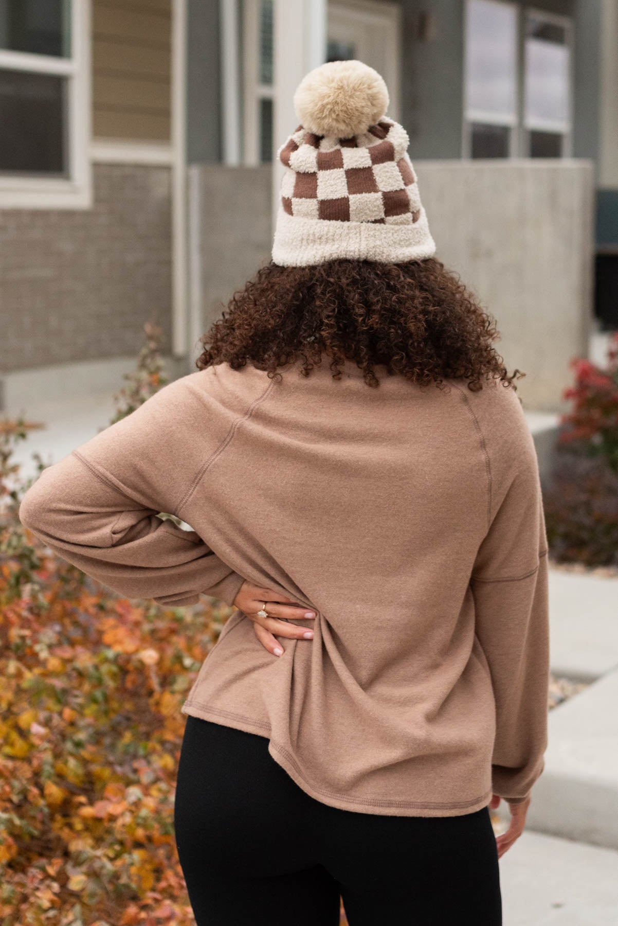 Carlee Mocha Button Top