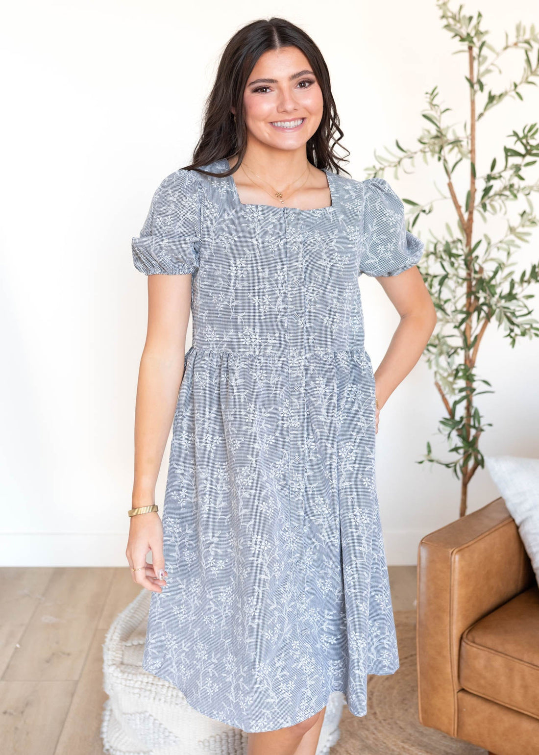 Carmen Black Embroidered Button Down Dress