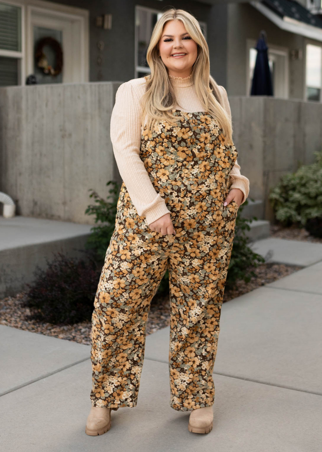 Carmon Floral Corduroy Overalls